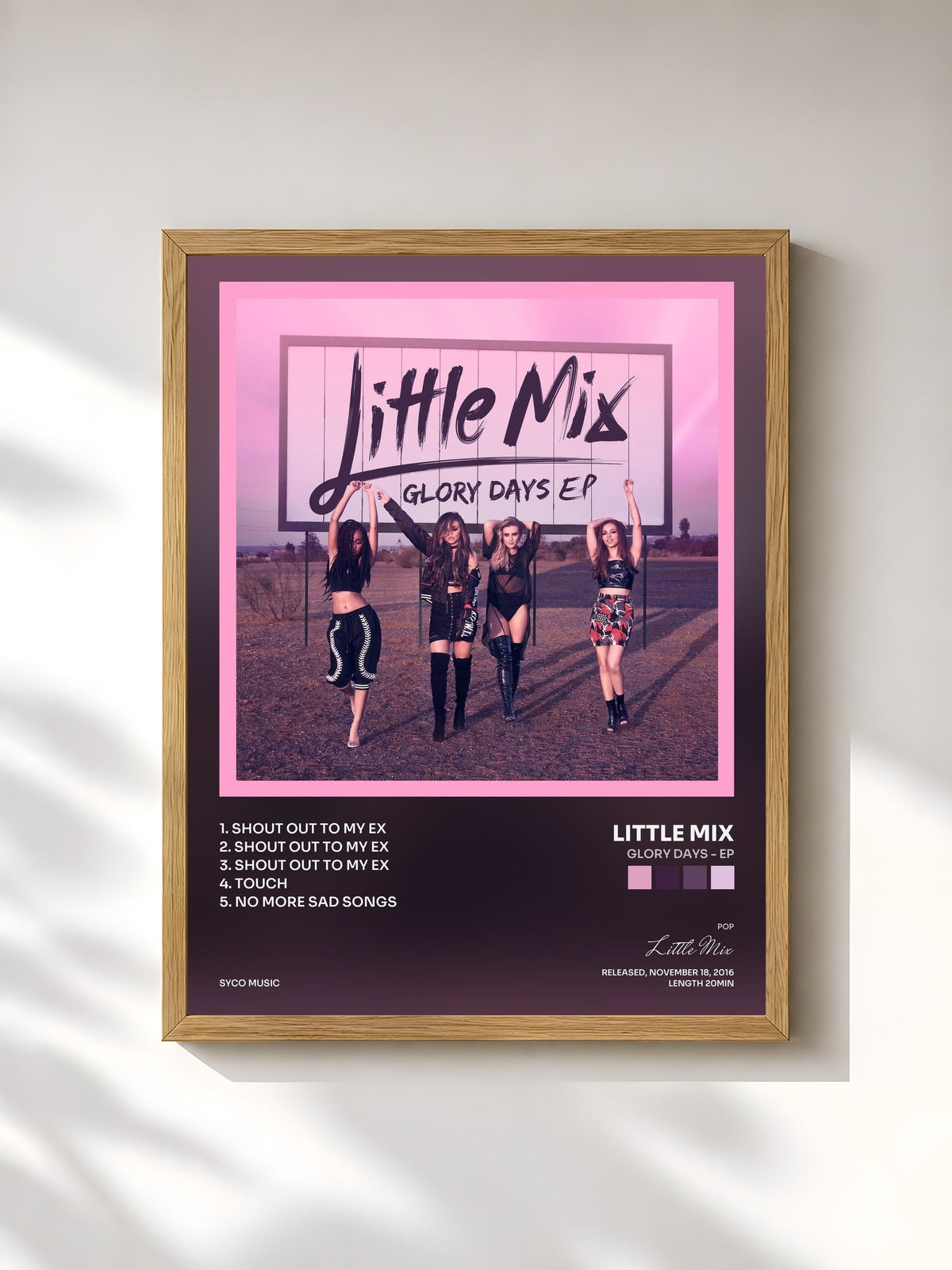 #bois Tableau de l'album Glory Days - EP de Little Mix, cadre en bois brut, imprimé et encadré en France