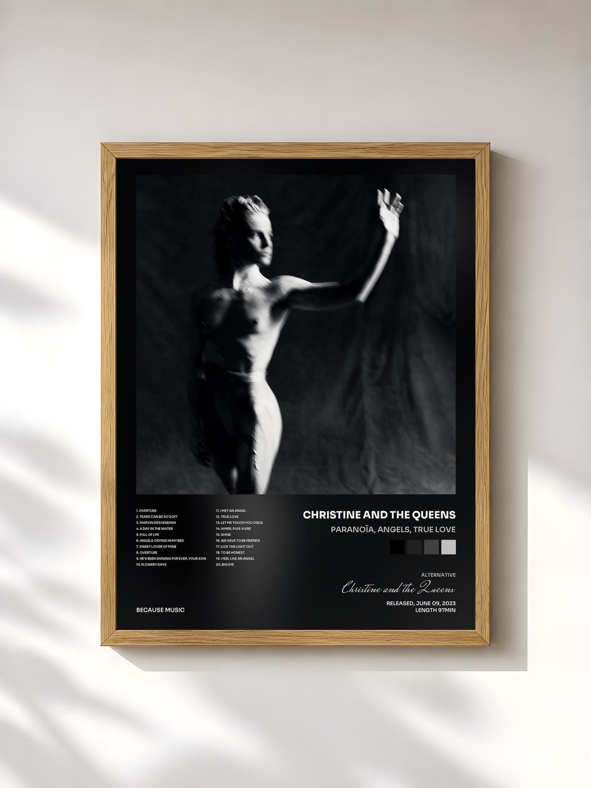 #bois Tableau de l'album PARANOÏA, ANGELS, TRUE LOVE de Christine and the Queens, cadre en bois brut, imprimé et encadré en France