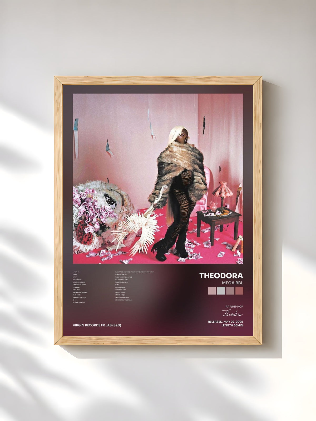 #bois Tableau de l'album MEGA BBL de Theodora, cadre en bois brut, imprimé et encadré en France