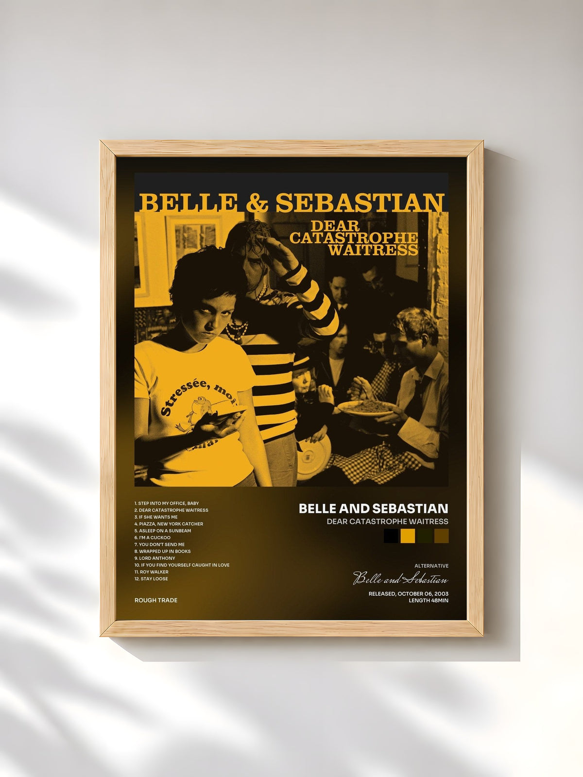 #bois Tableau de l'album Dear Catastrophe Waitress de Belle and Sebastian, cadre en bois brut, imprimé et encadré en France