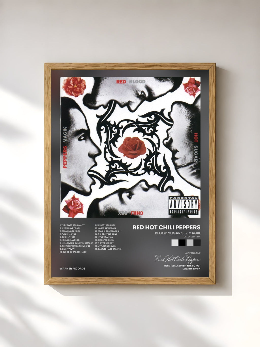 #bois Tableau de l'album Blood Sugar Sex Magik (Deluxe Edition) de Red Hot Chili Peppers, cadre en bois brut, imprimé et encadré en France