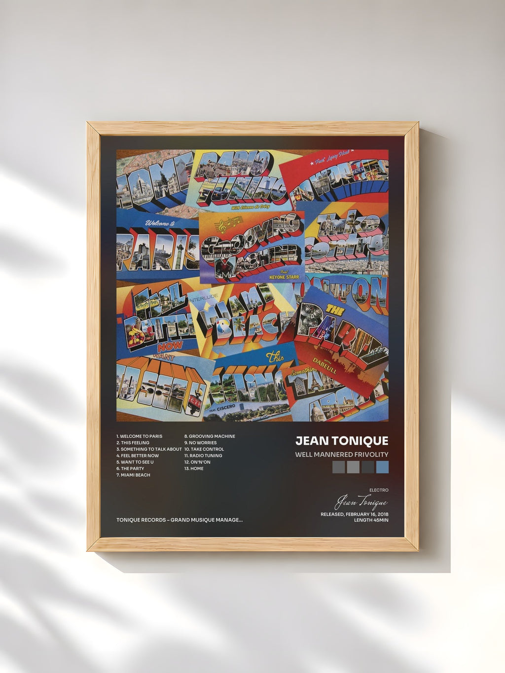 #bois Tableau de l'album Well Mannered Frivolity de Jean Tonique, cadre en bois brut, imprimé et encadré en France