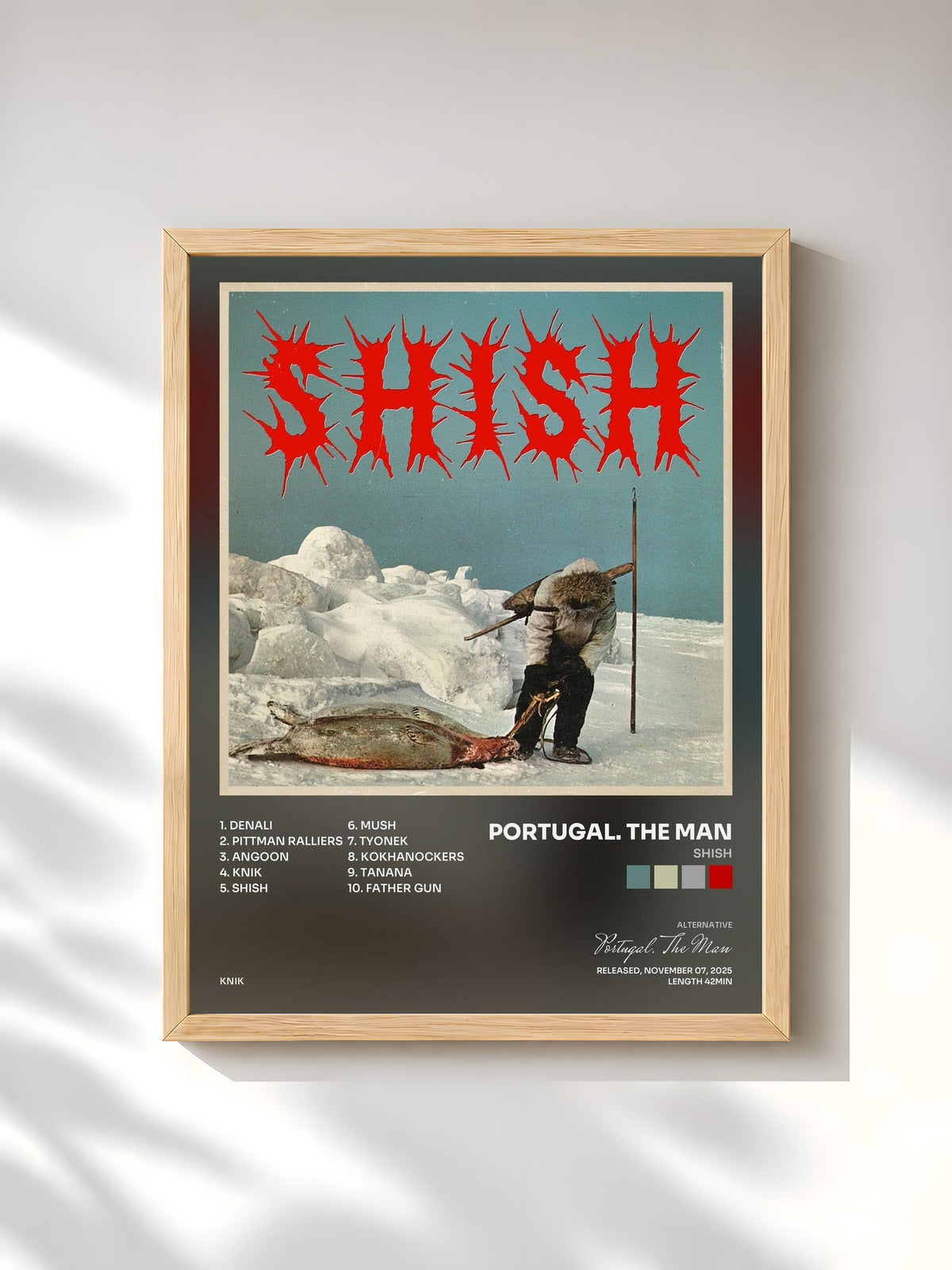 #bois Tableau de l'album SHISH de Portugal. The Man, cadre en bois brut, imprimé et encadré en France