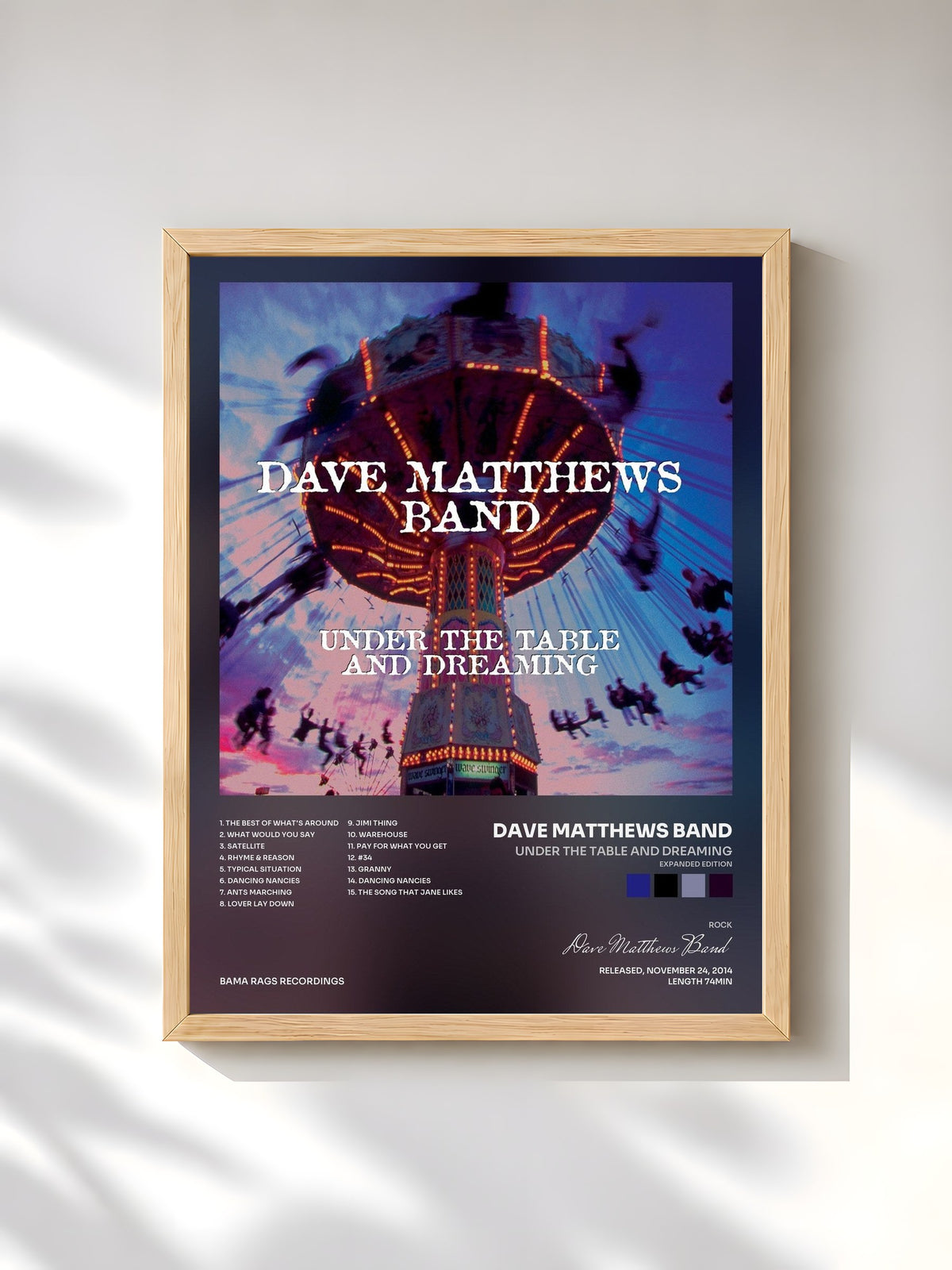 #bois Tableau de l'album Under the Table and Dreaming (Expanded Edition) de Dave Matthews Band, cadre en bois brut, imprimé et encadré en France