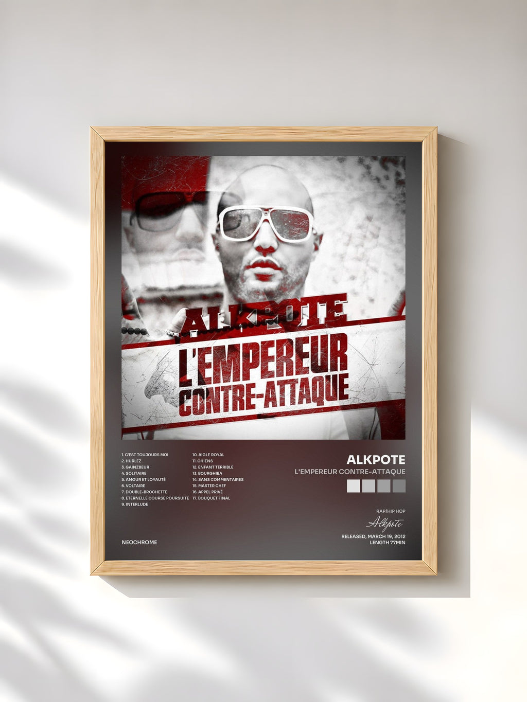 #bois Tableau de l'album L'empereur contre-attaque de Alkpote, cadre en bois brut, imprimé et encadré en France