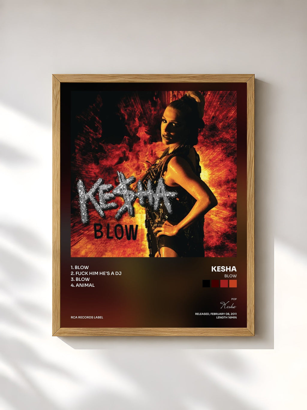 #bois Tableau de l'album Blow de Kesha, cadre en bois brut, imprimé et encadré en France