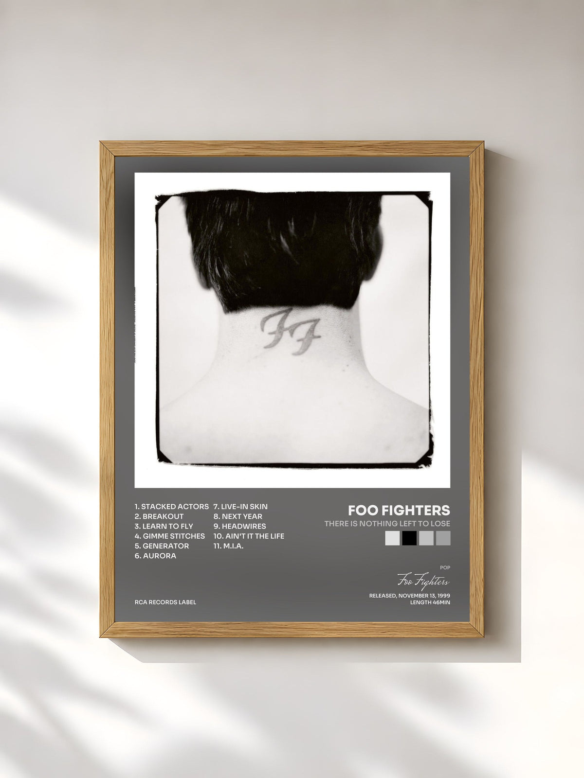 #bois Tableau de l'album There Is Nothing Left To Lose de Foo Fighters, cadre en bois brut, imprimé et encadré en France