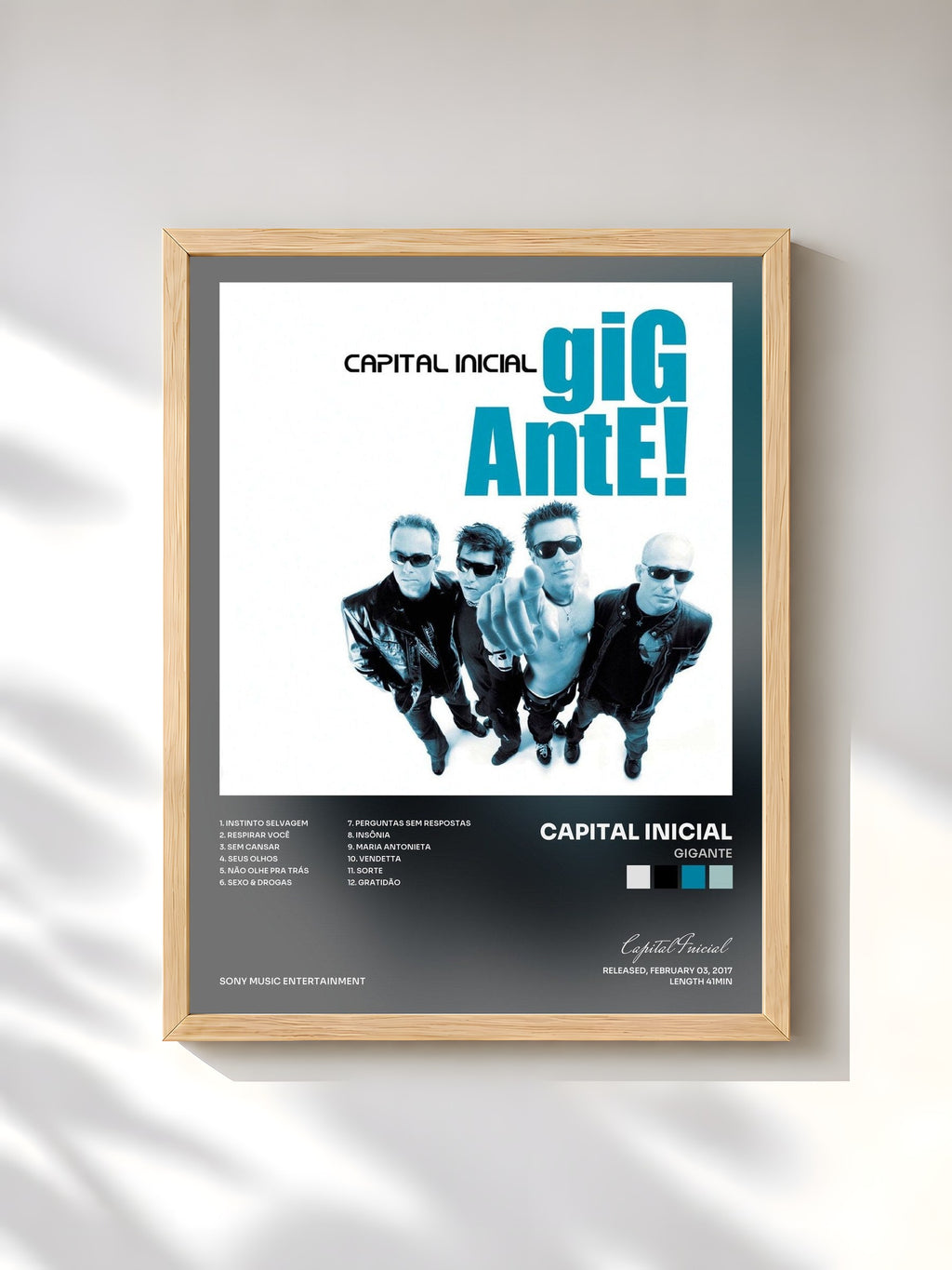 #bois Tableau de l'album Gigante de Capital Inicial, cadre en bois brut, imprimé et encadré en France