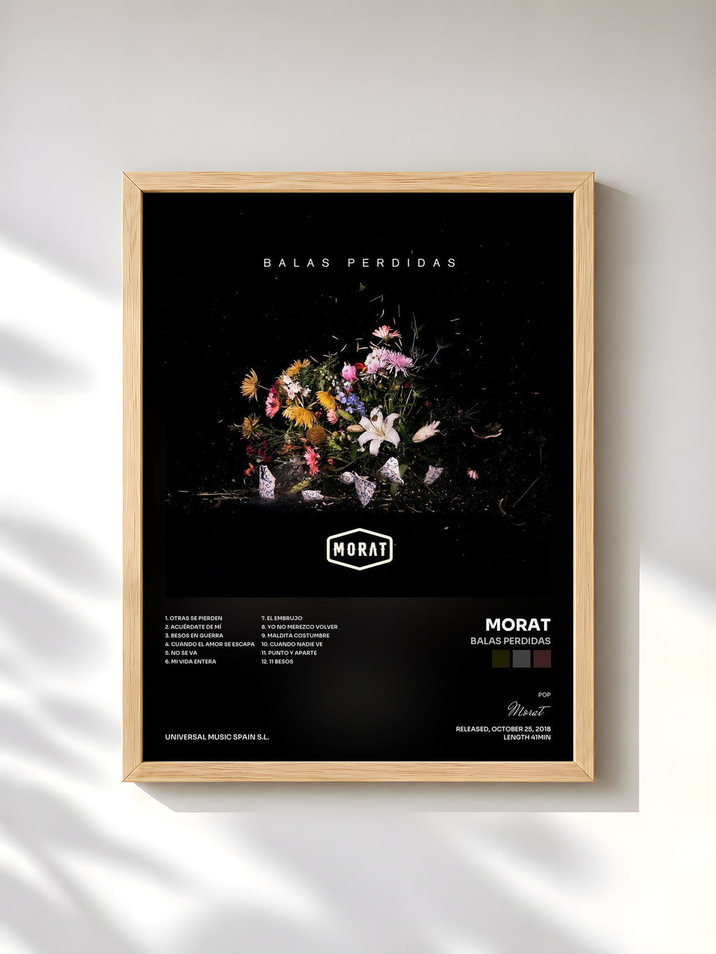 #bois Tableau de l'album Balas Perdidas de Morat, cadre en bois brut, imprimé et encadré en France