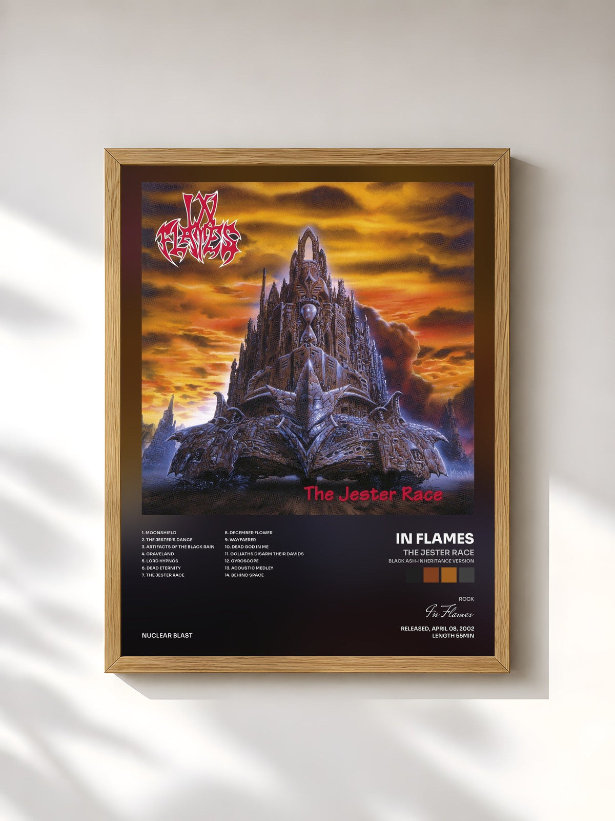 #bois Tableau de l'album The Jester Race (Black Ash-Inheritance Version) de In Flames, cadre en bois brut, imprimé et encadré en France