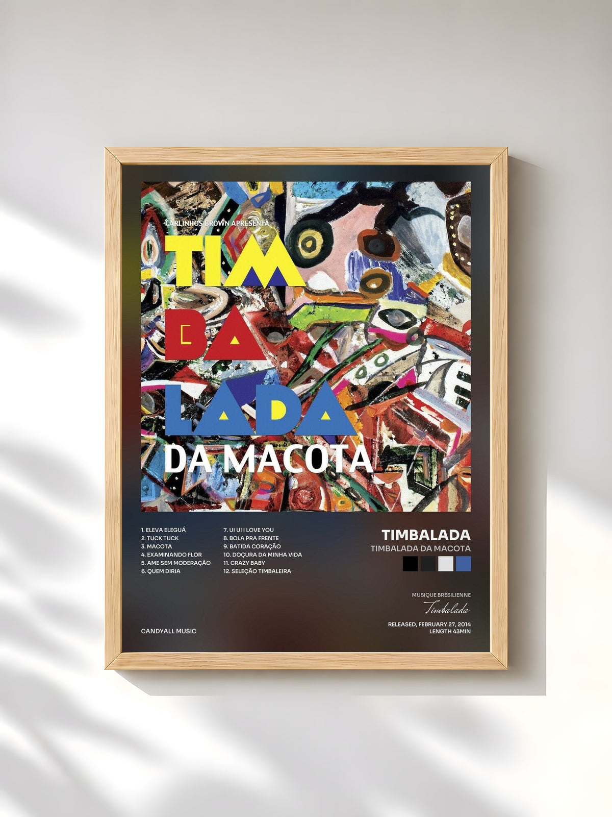 #bois Tableau de l'album Timbalada da Macota de Timbalada, cadre en bois brut, imprimé et encadré en France