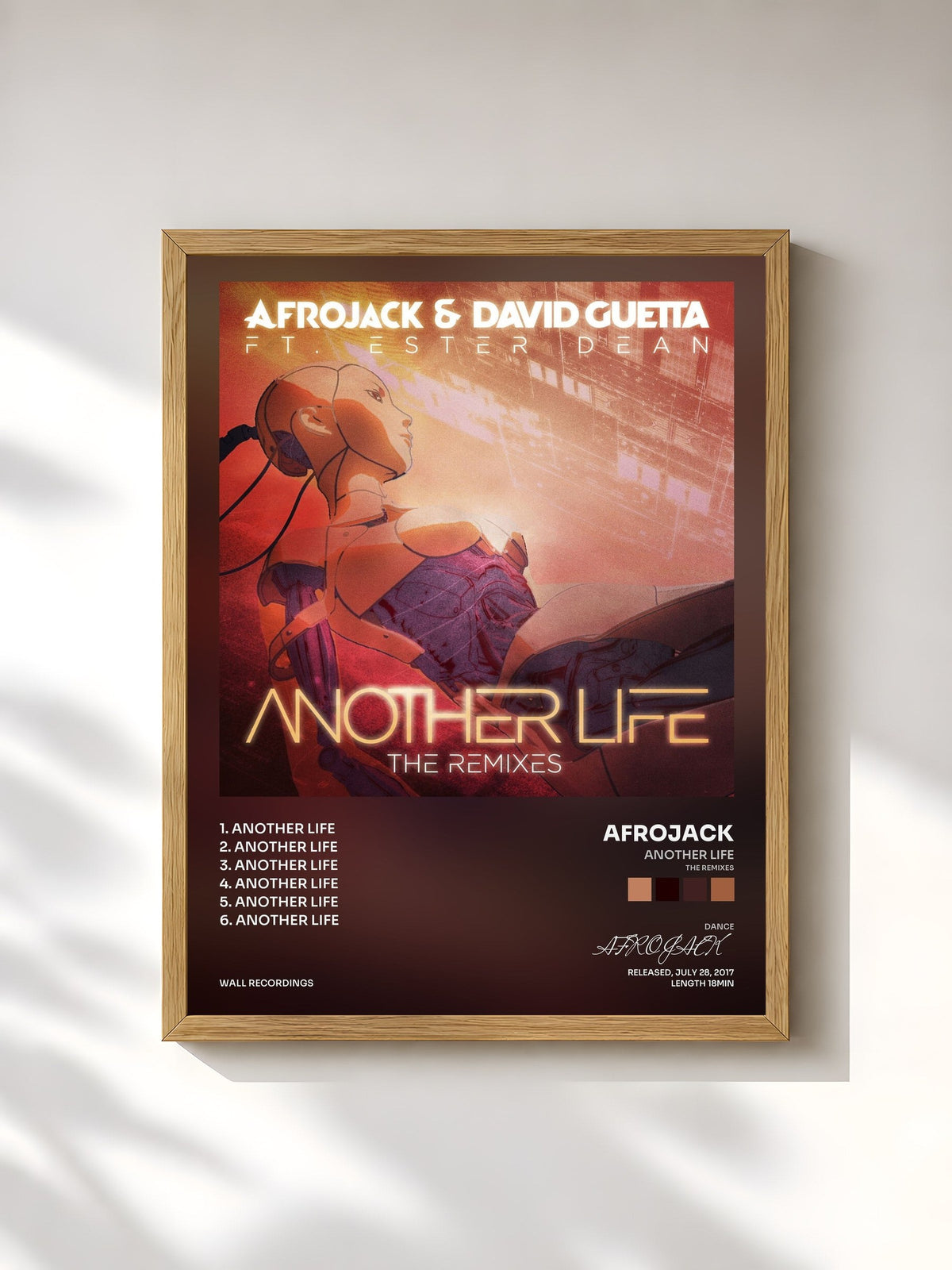 #bois Tableau de l'album Another Life (The Remixes) de AFROJACK, cadre en bois brut, imprimé et encadré en France