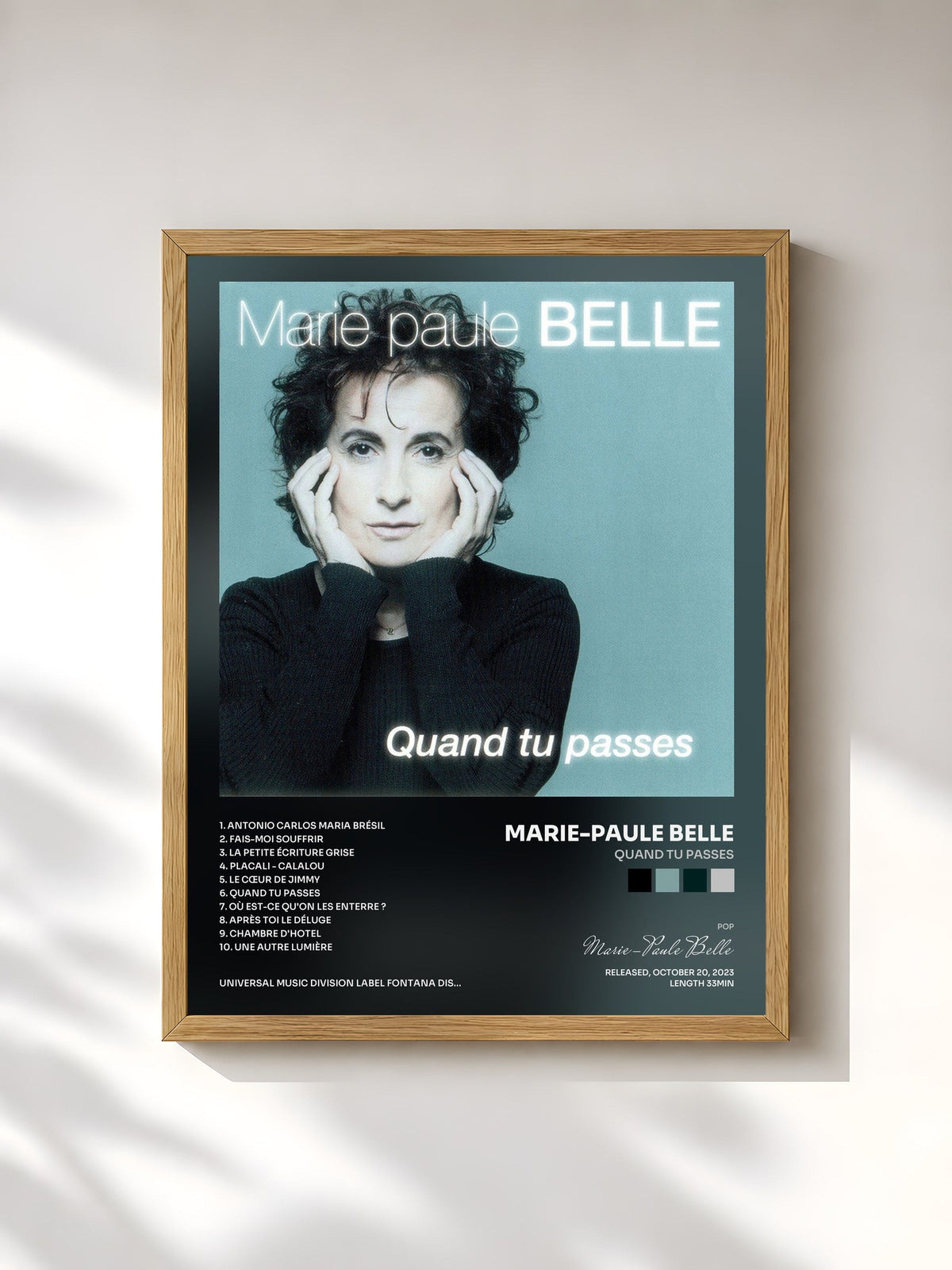 #bois Tableau de l'album Quand tu passes de Marie-Paule Belle, cadre en bois brut, imprimé et encadré en France