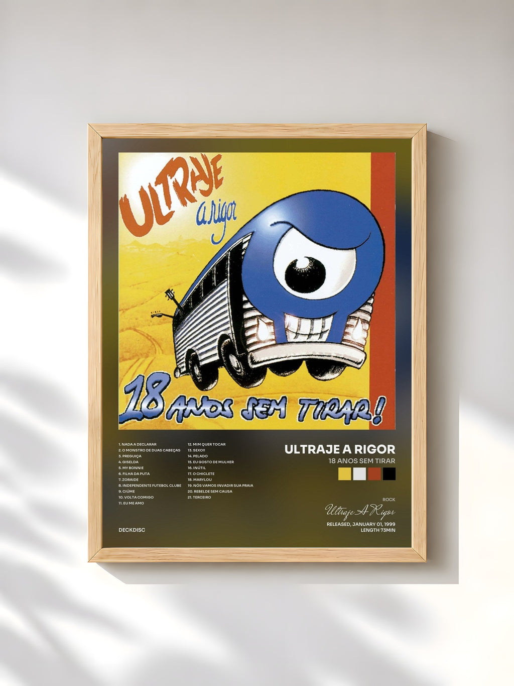 #bois Tableau de l'album 18 Anos Sem Tirar de Ultraje A Rigor, cadre en bois brut, imprimé et encadré en France