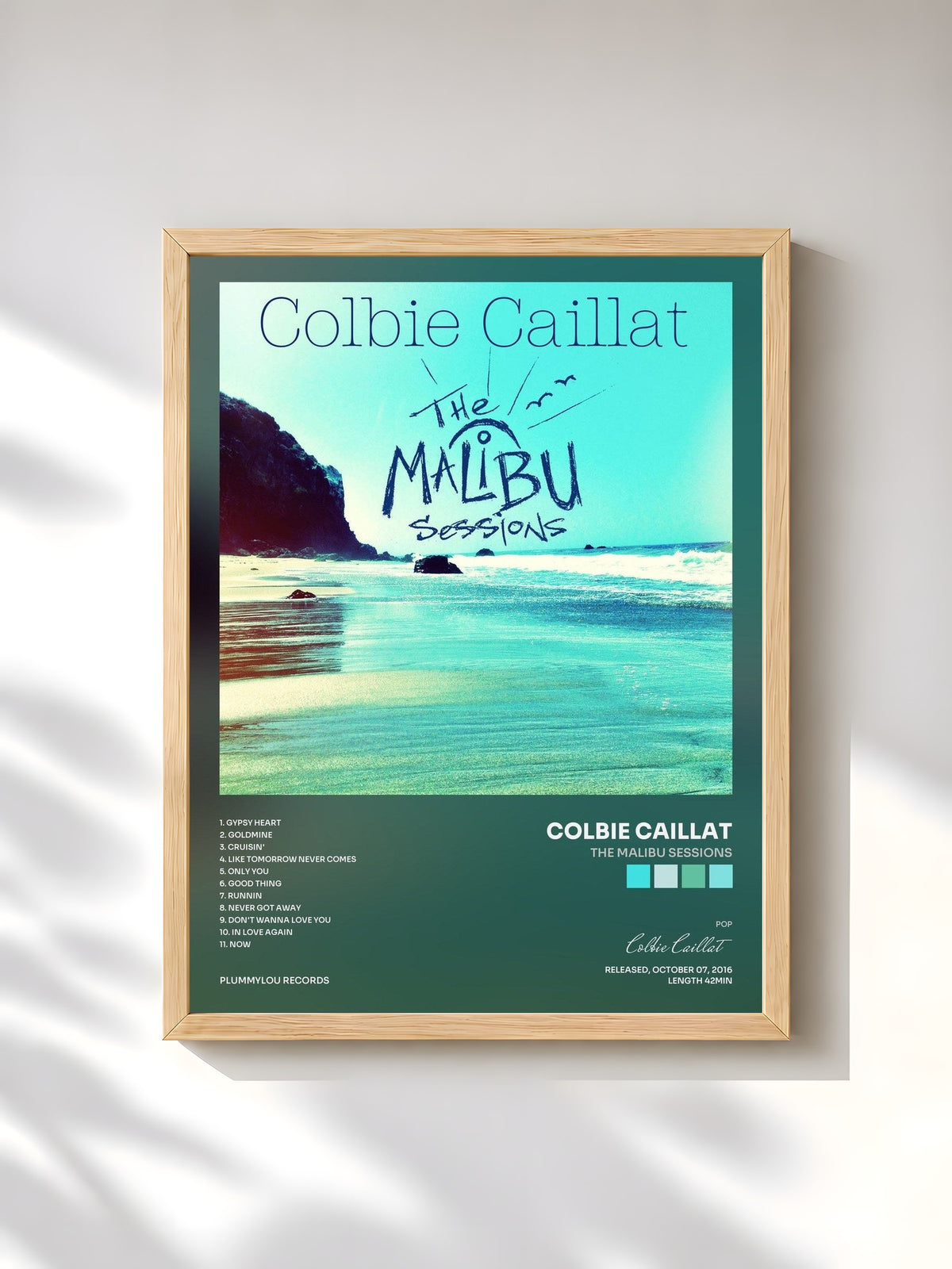 #bois Tableau de l'album The Malibu Sessions de Colbie Caillat, cadre en bois brut, imprimé et encadré en France
