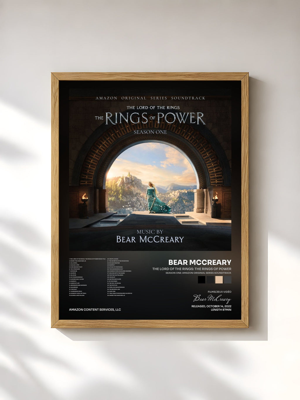 #bois Tableau de l'album The Lord of the Rings: The Rings of Power (Season One: Amazon Original Series Soundtrack) de Bear McCreary, cadre en bois brut, imprimé et encadré en France