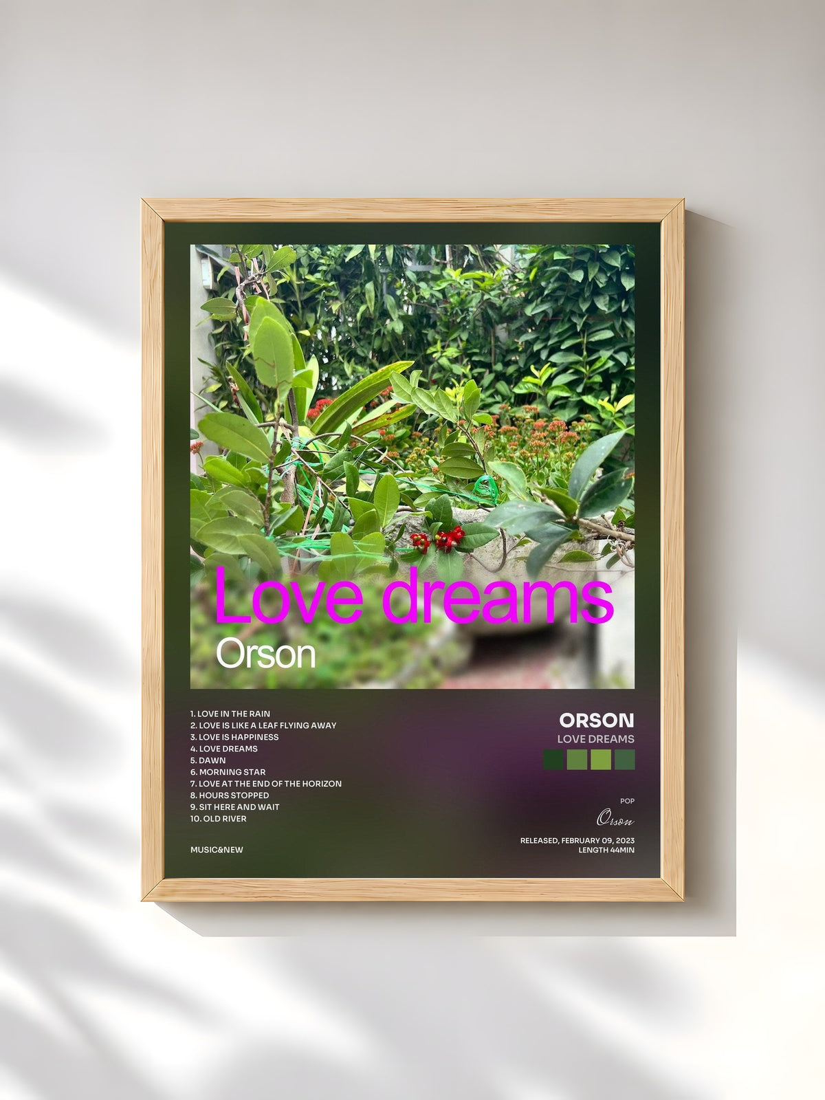 #bois Tableau de l'album Love dreams de Orson, cadre en bois brut, imprimé et encadré en France
