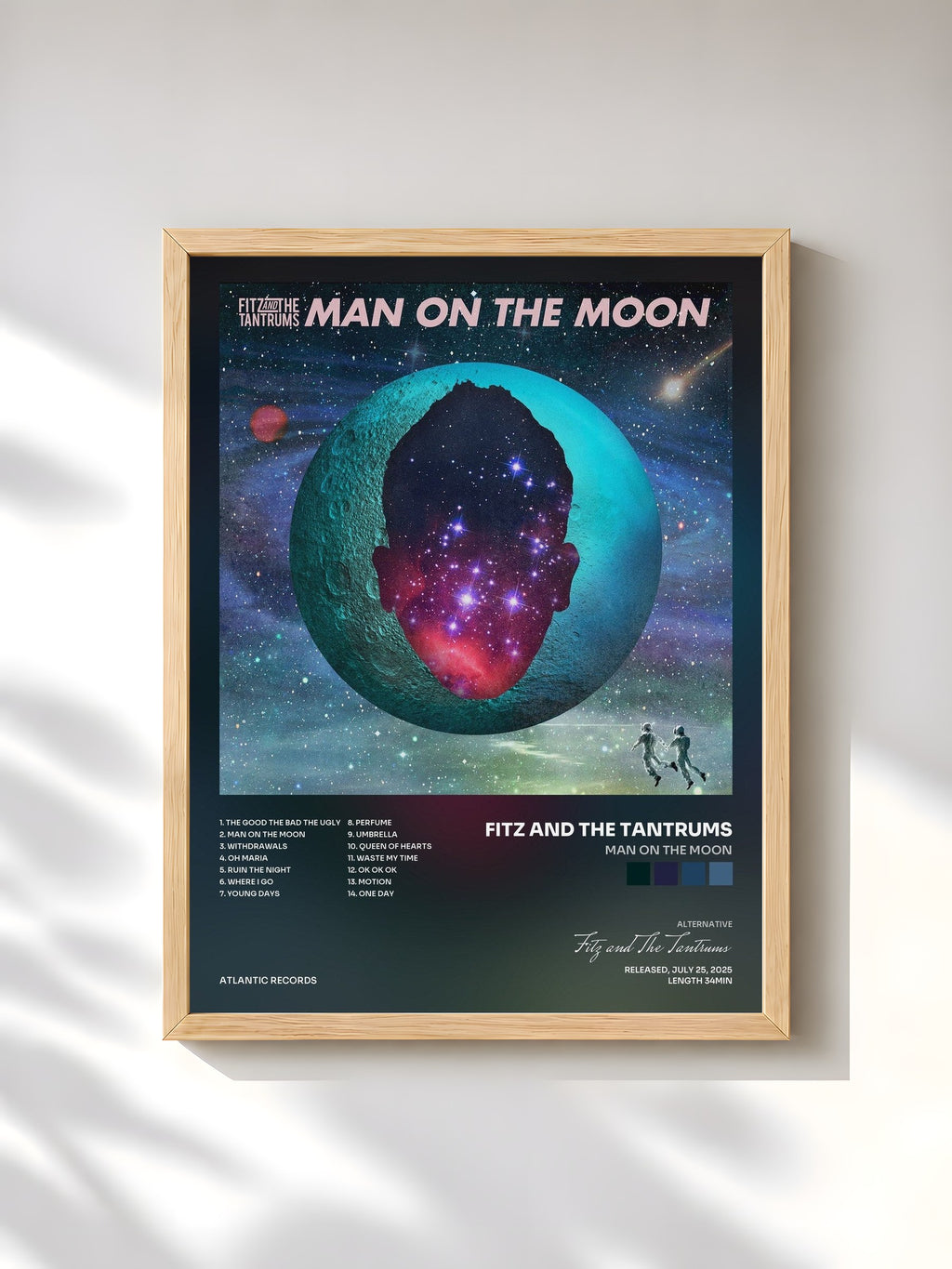 #bois Tableau de l'album Man on The Moon de Fitz and The Tantrums, cadre en bois brut, imprimé et encadré en France