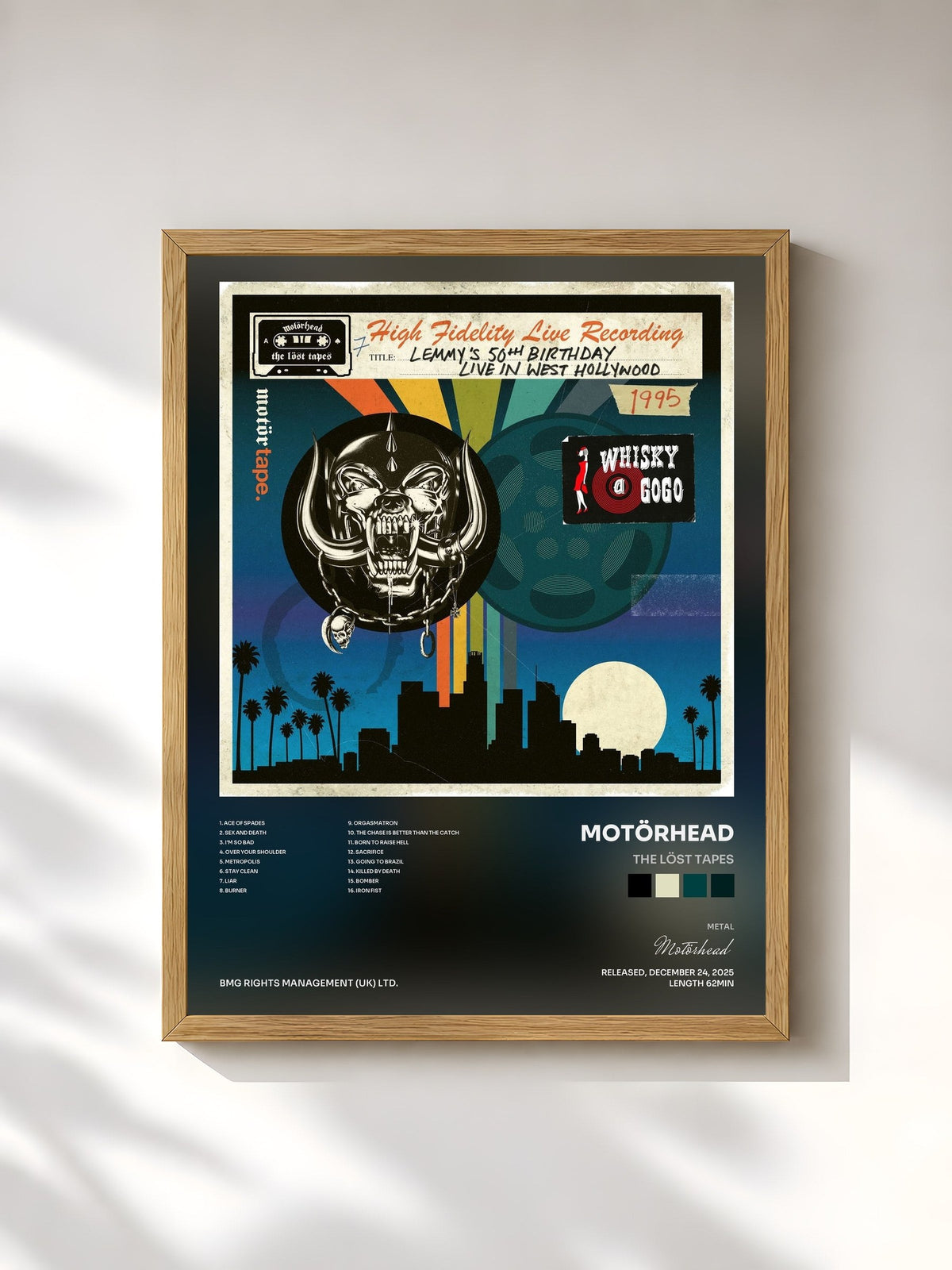 #bois Tableau de l'album The Löst Tapes de Motörhead, cadre en bois brut, imprimé et encadré en France