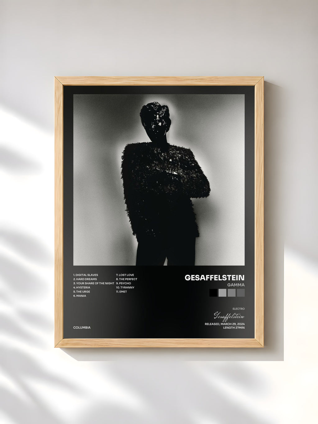 #bois Tableau de l'album Gamma de Gesaffelstein, cadre en bois brut, imprimé et encadré en France