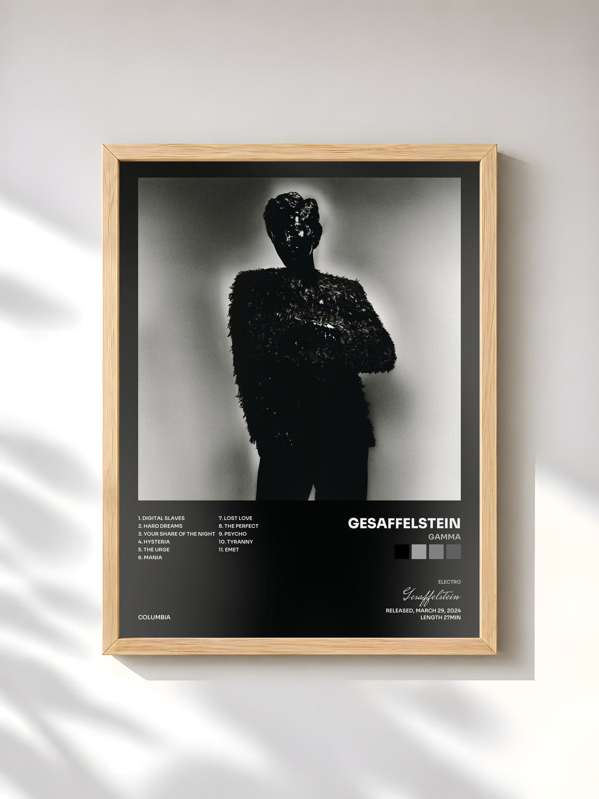 #bois Tableau de l'album Gamma de Gesaffelstein, cadre en bois brut, imprimé et encadré en France