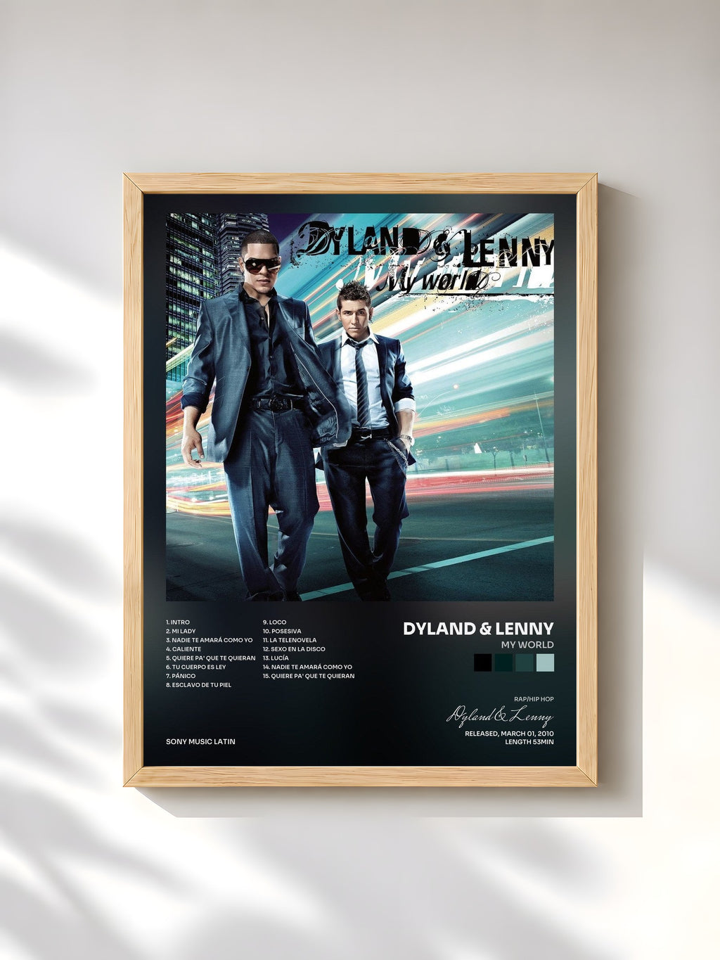 #bois Tableau de l'album My World de Dyland & Lenny, cadre en bois brut, imprimé et encadré en France