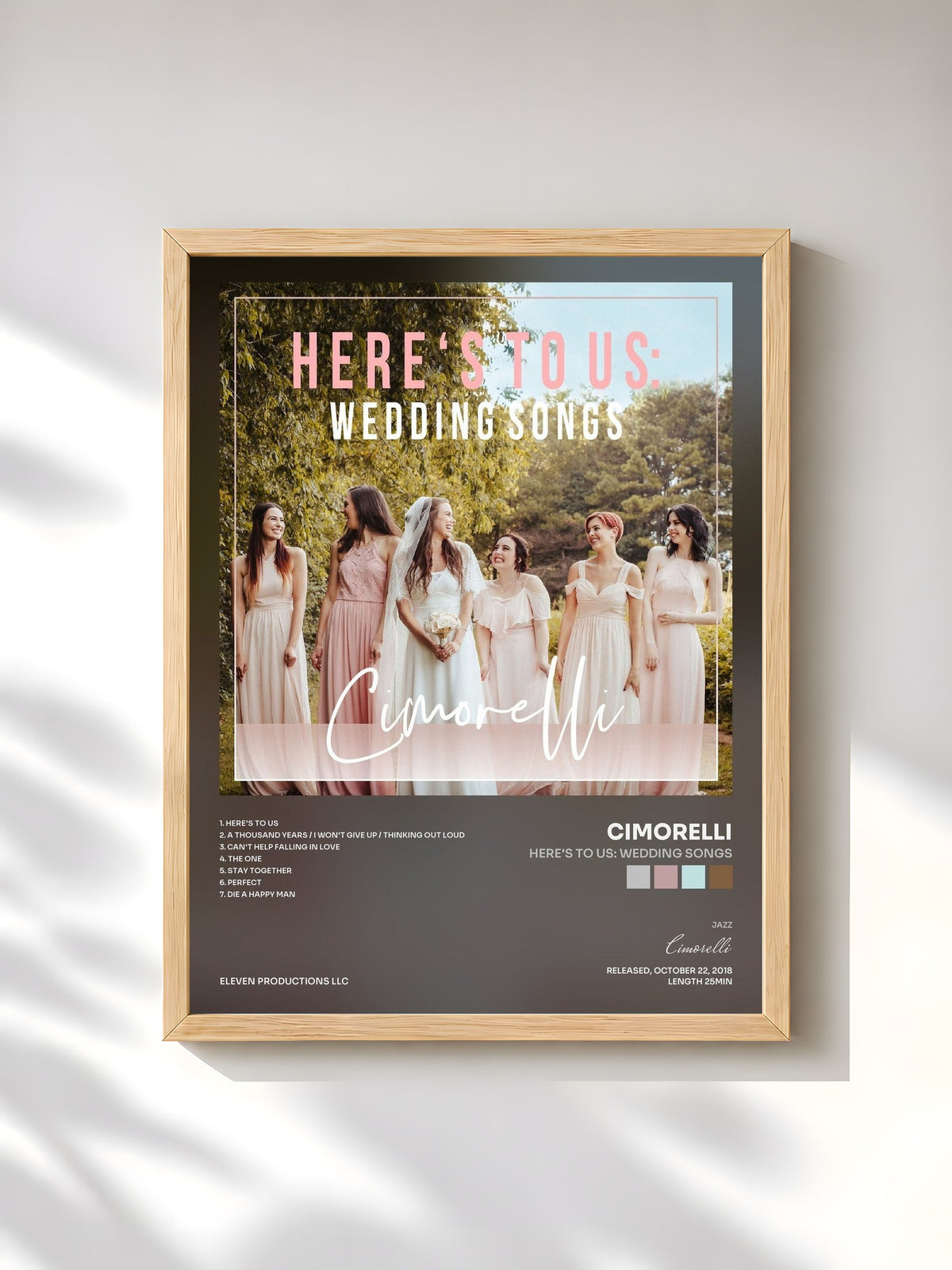 #bois Tableau de l'album Here's to Us: Wedding Songs de Cimorelli, cadre en bois brut, imprimé et encadré en France