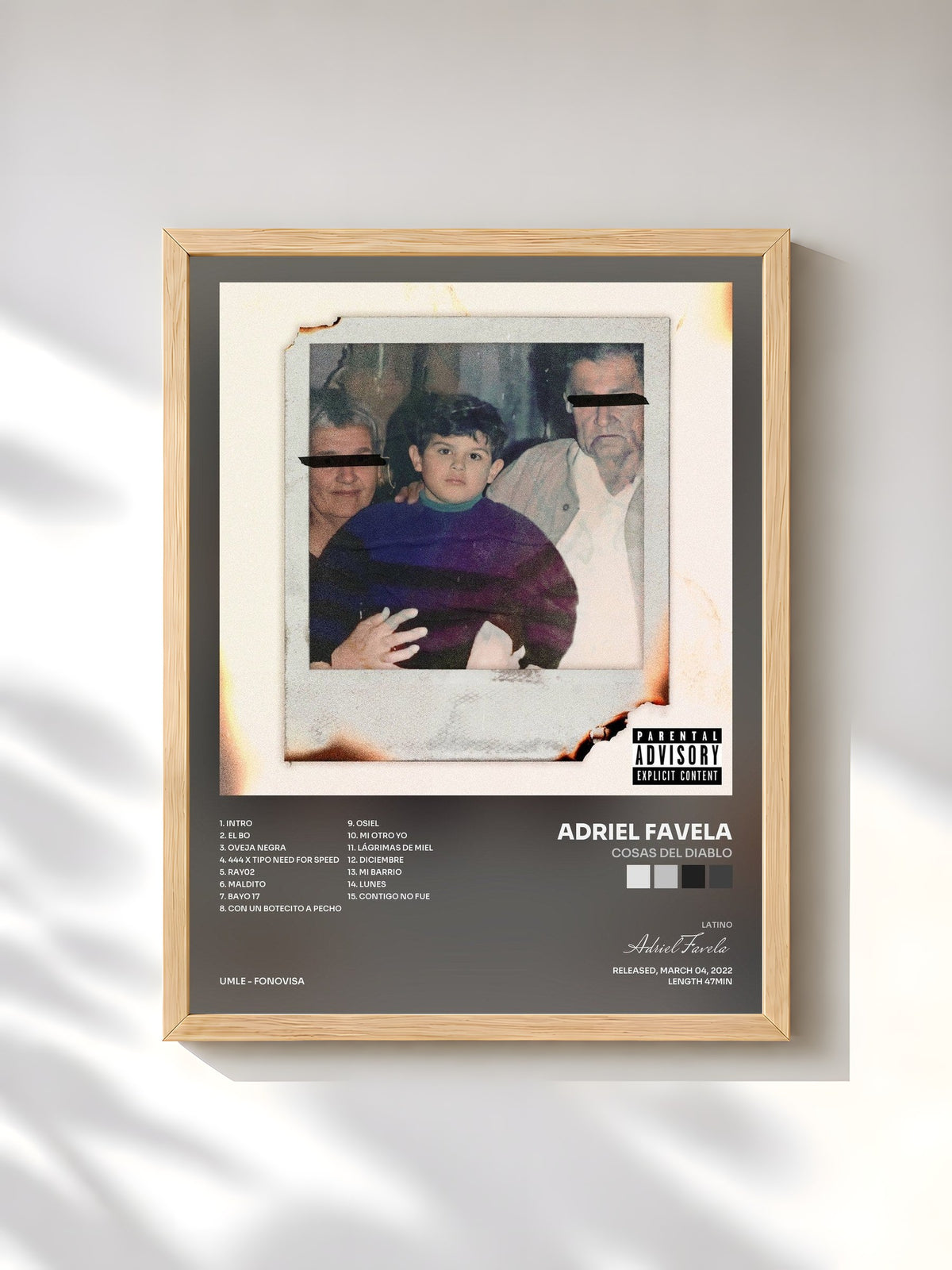#bois Tableau de l'album Cosas Del Diablo de Adriel Favela, cadre en bois brut, imprimé et encadré en France
