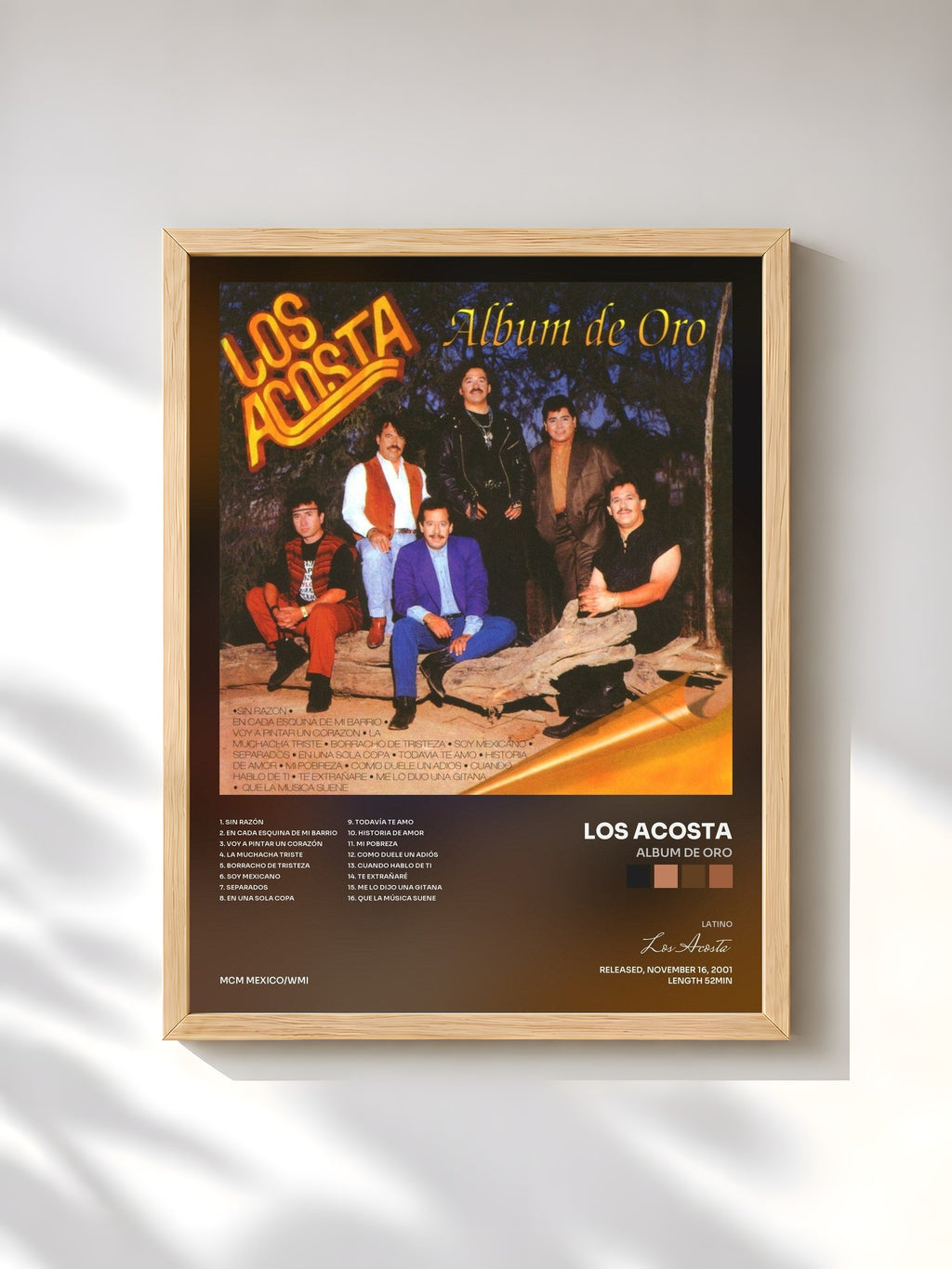 #bois Tableau de l'album Album de Oro de Los Acosta, cadre en bois brut, imprimé et encadré en France