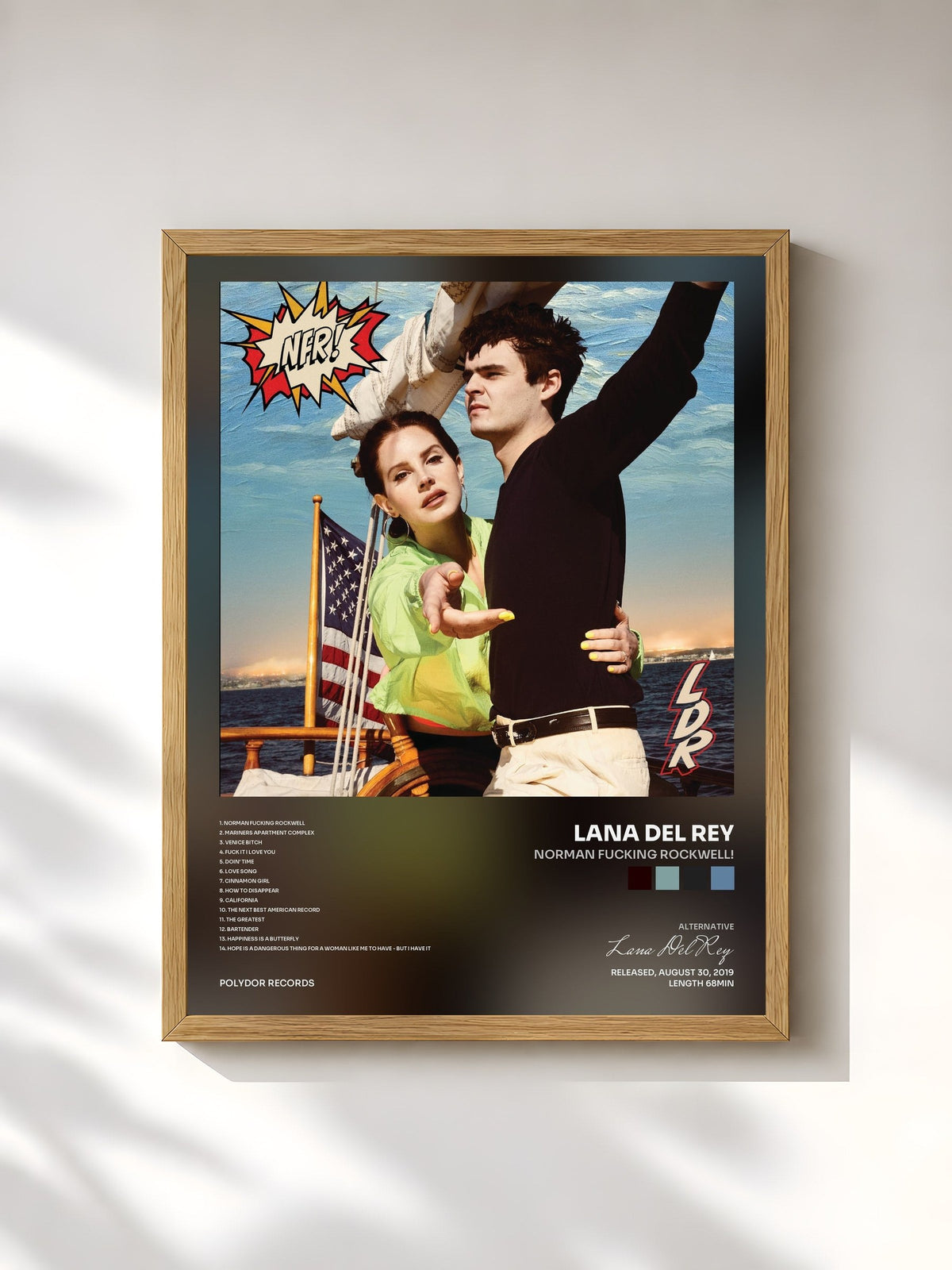 #bois Tableau de l'album Norman Fucking Rockwell! de Lana Del Rey, cadre en bois brut, imprimé et encadré en France
