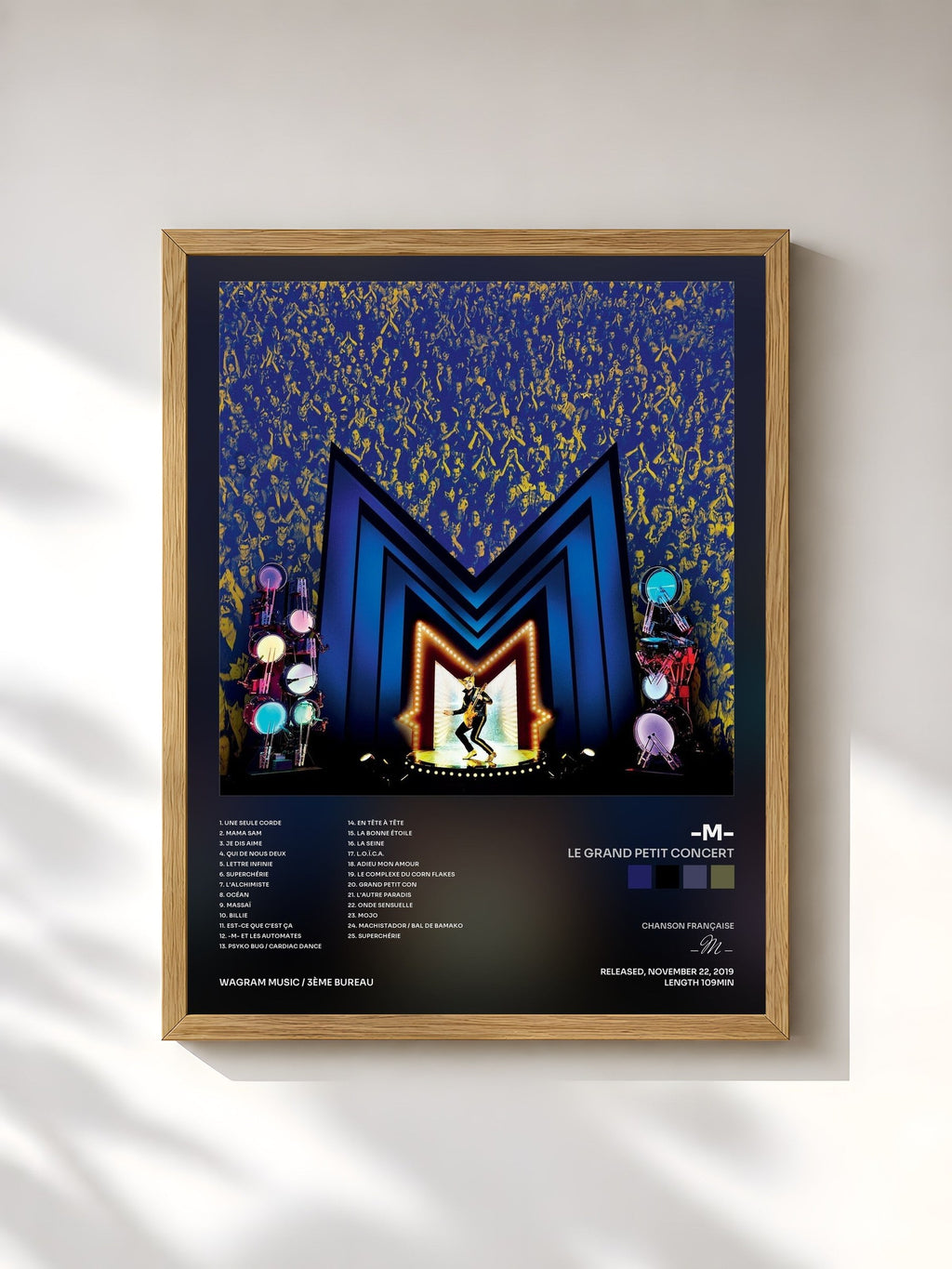 #bois Tableau de l'album Le Grand Petit Concert de -M-, cadre en bois brut, imprimé et encadré en France