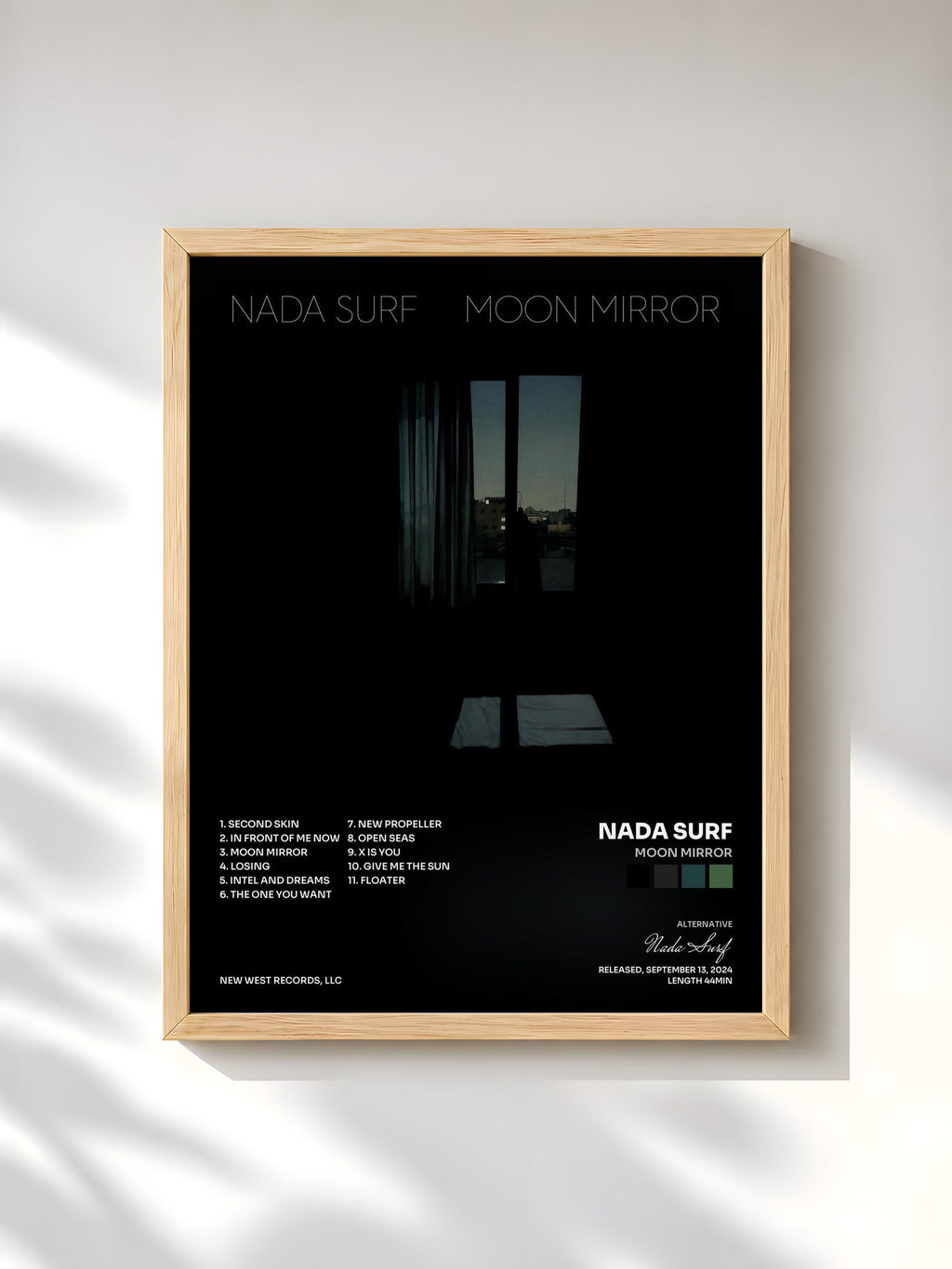 #bois Tableau de l'album Moon Mirror de Nada Surf, cadre en bois brut, imprimé et encadré en France