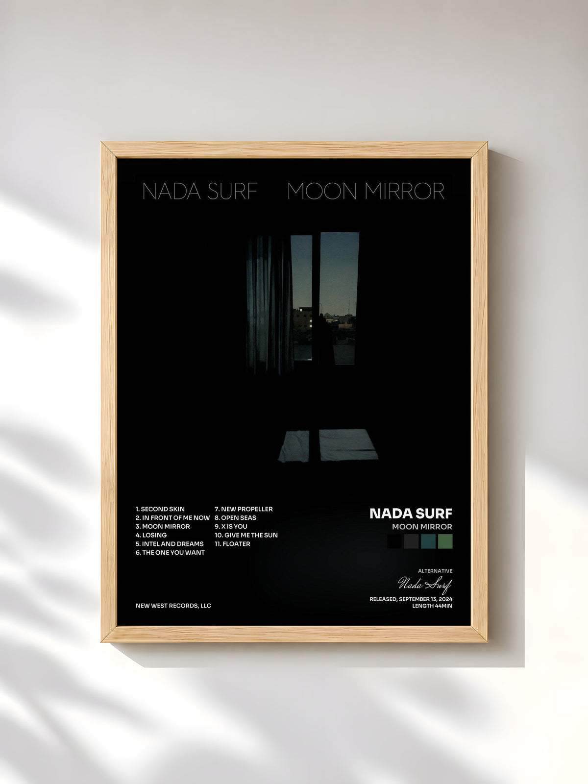 #bois Tableau de l'album Moon Mirror de Nada Surf, cadre en bois brut, imprimé et encadré en France
