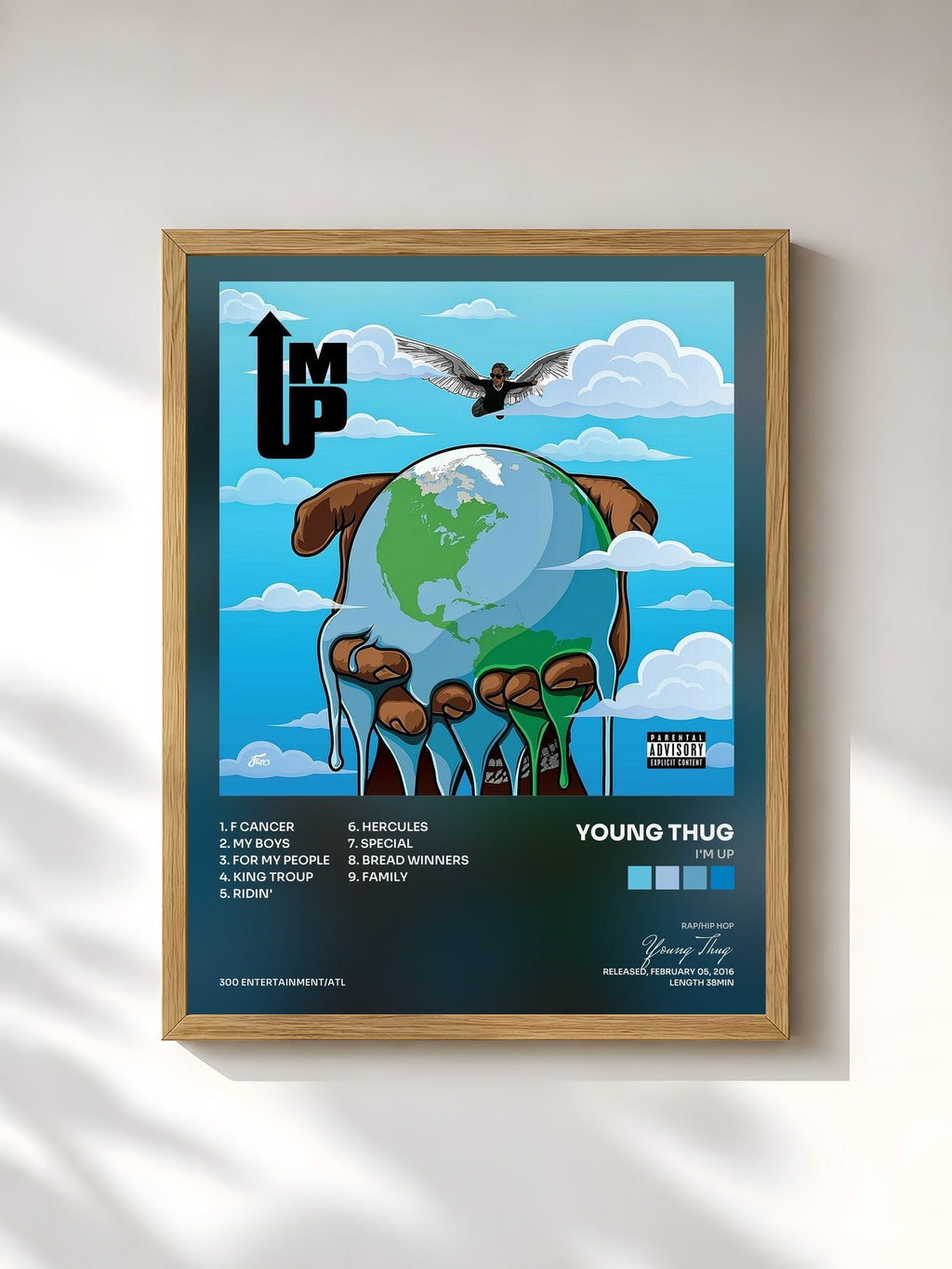 #bois Tableau de l'album I'm Up de Young Thug, cadre en bois brut, imprimé et encadré en France
