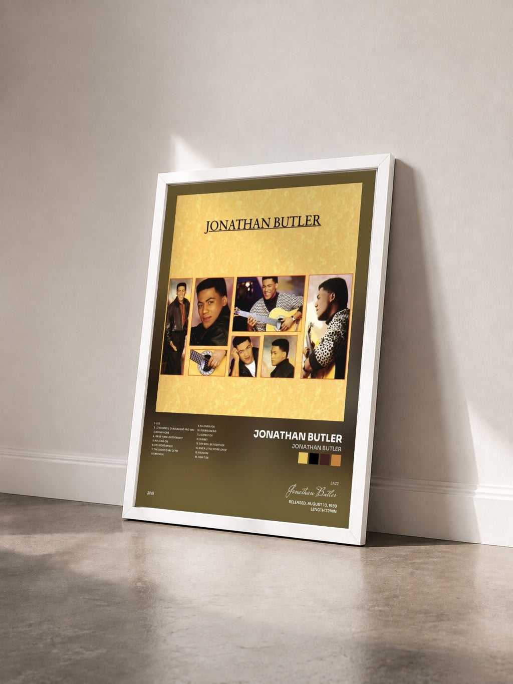 #blanc Tableau de l'album Jonathan Butler de Jonathan Butler vu de trois quarts, cadre blanc