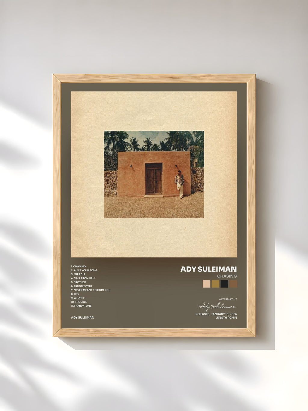 #bois Tableau de l'album Chasing de Ady Suleiman, cadre en bois brut, imprimé et encadré en France