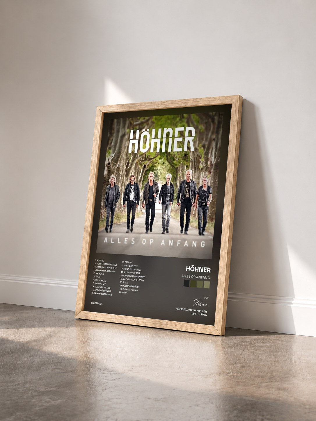 #bois Tableau de l'album Alles op Anfang de Höhner vu de trois quarts, cadre en bois brut