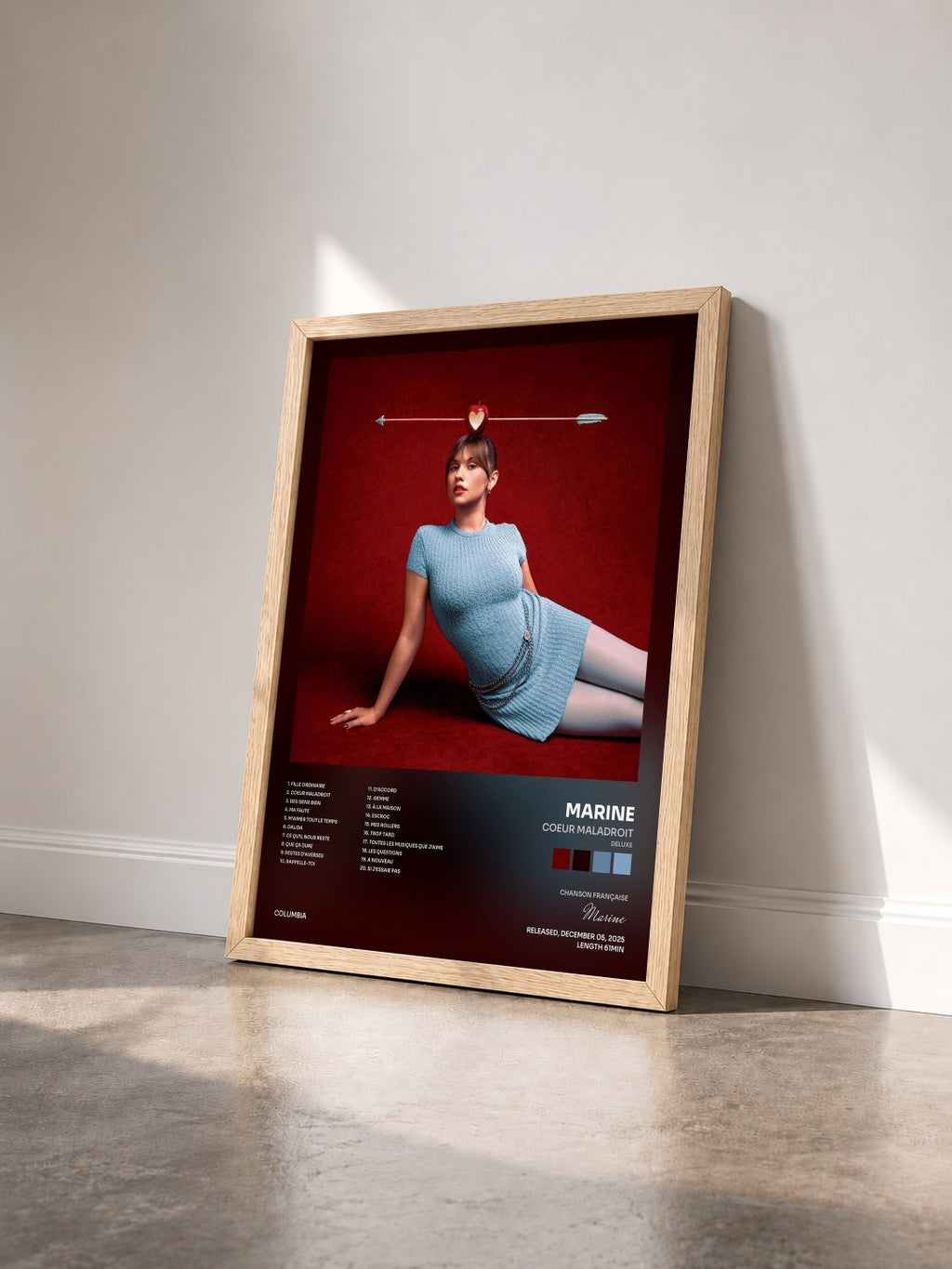 #bois Tableau de l'album Coeur maladroit (Deluxe) de Marine vu de trois quarts, cadre en bois brut