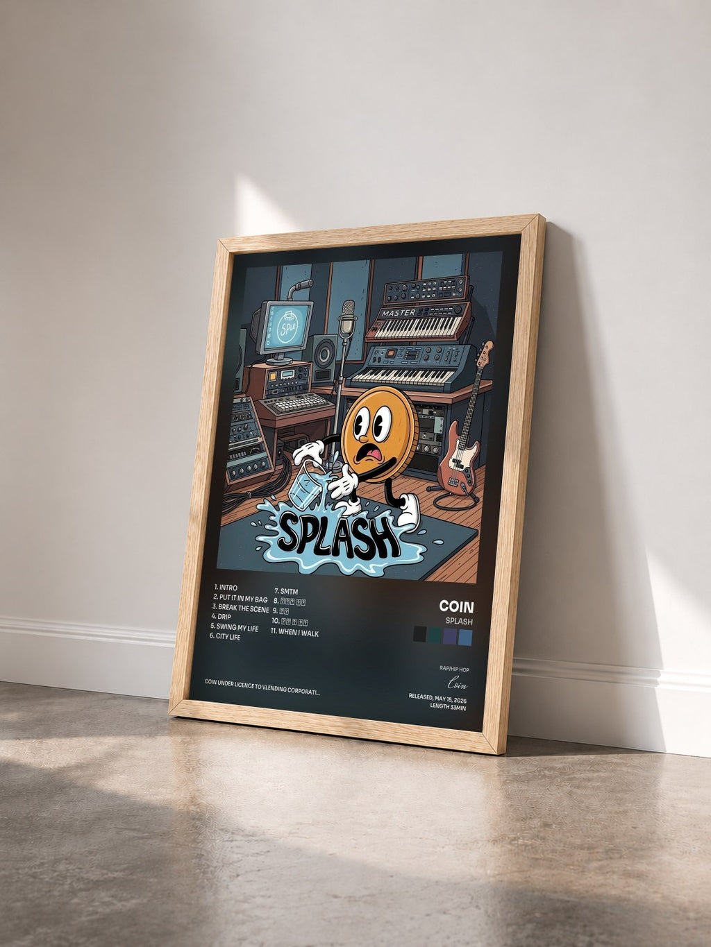 #bois Tableau de l'album SPLASH de Coin vu de trois quarts, cadre en bois brut