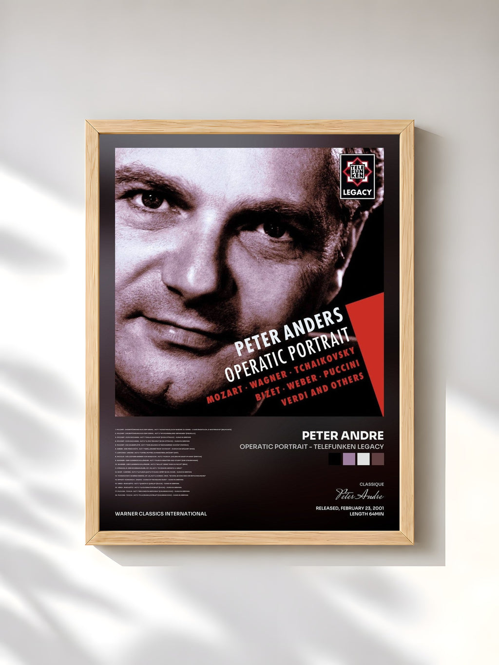 #bois Tableau de l'album Operatic Portrait - Telefunken Legacy de Peter Andre, cadre en bois brut, imprimé et encadré en France