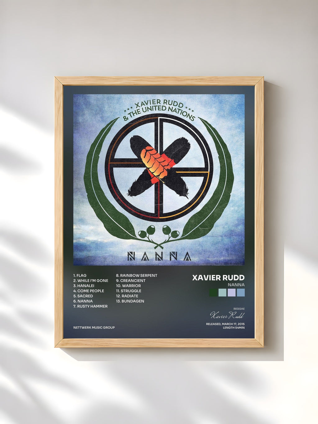 #bois Tableau de l'album Nanna de Xavier Rudd, cadre en bois brut, imprimé et encadré en France