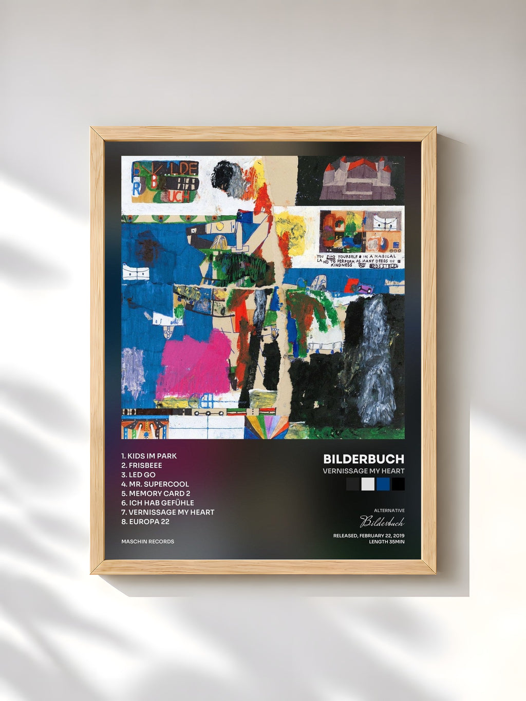 #bois Tableau de l'album Vernissage My Heart de Bilderbuch, cadre en bois brut, imprimé et encadré en France