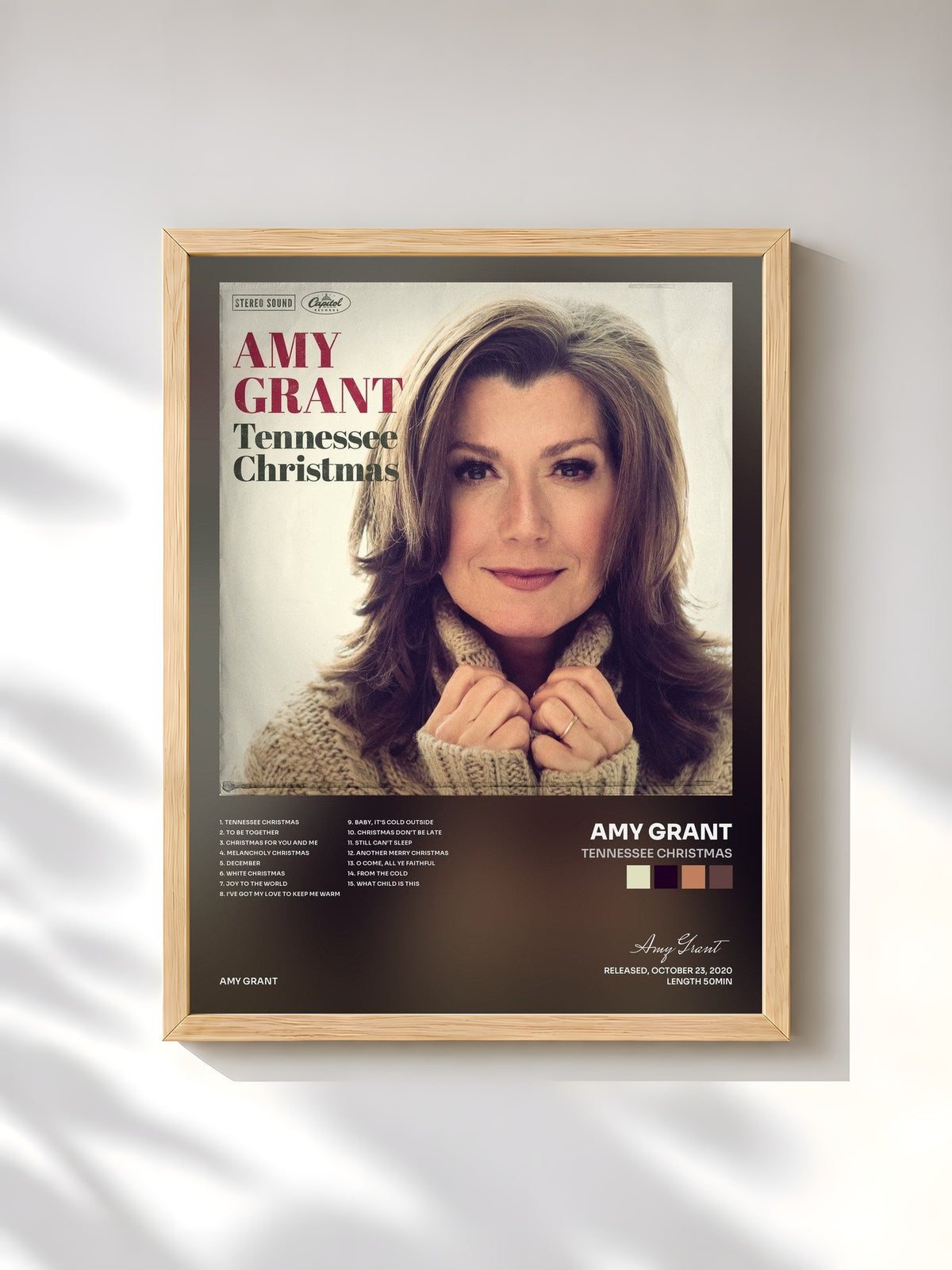 #bois Tableau de l'album Tennessee Christmas de Amy Grant, cadre en bois brut, imprimé et encadré en France