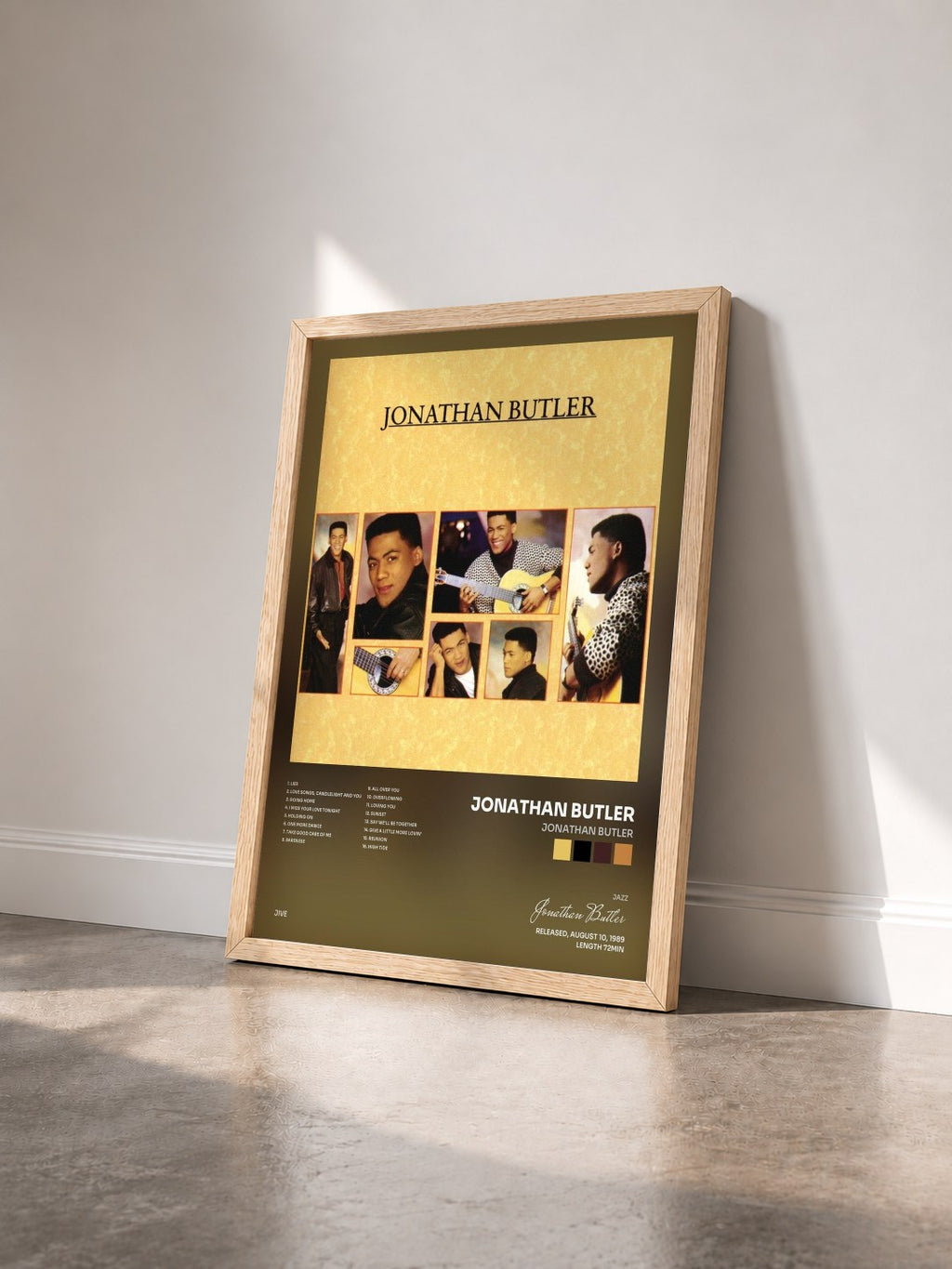#bois Tableau de l'album Jonathan Butler de Jonathan Butler vu de trois quarts, cadre en bois brut