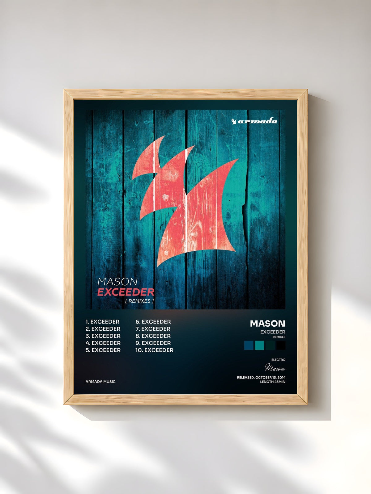 #bois Tableau de l'album Exceeder (Remixes) de Mason, cadre en bois brut, imprimé et encadré en France