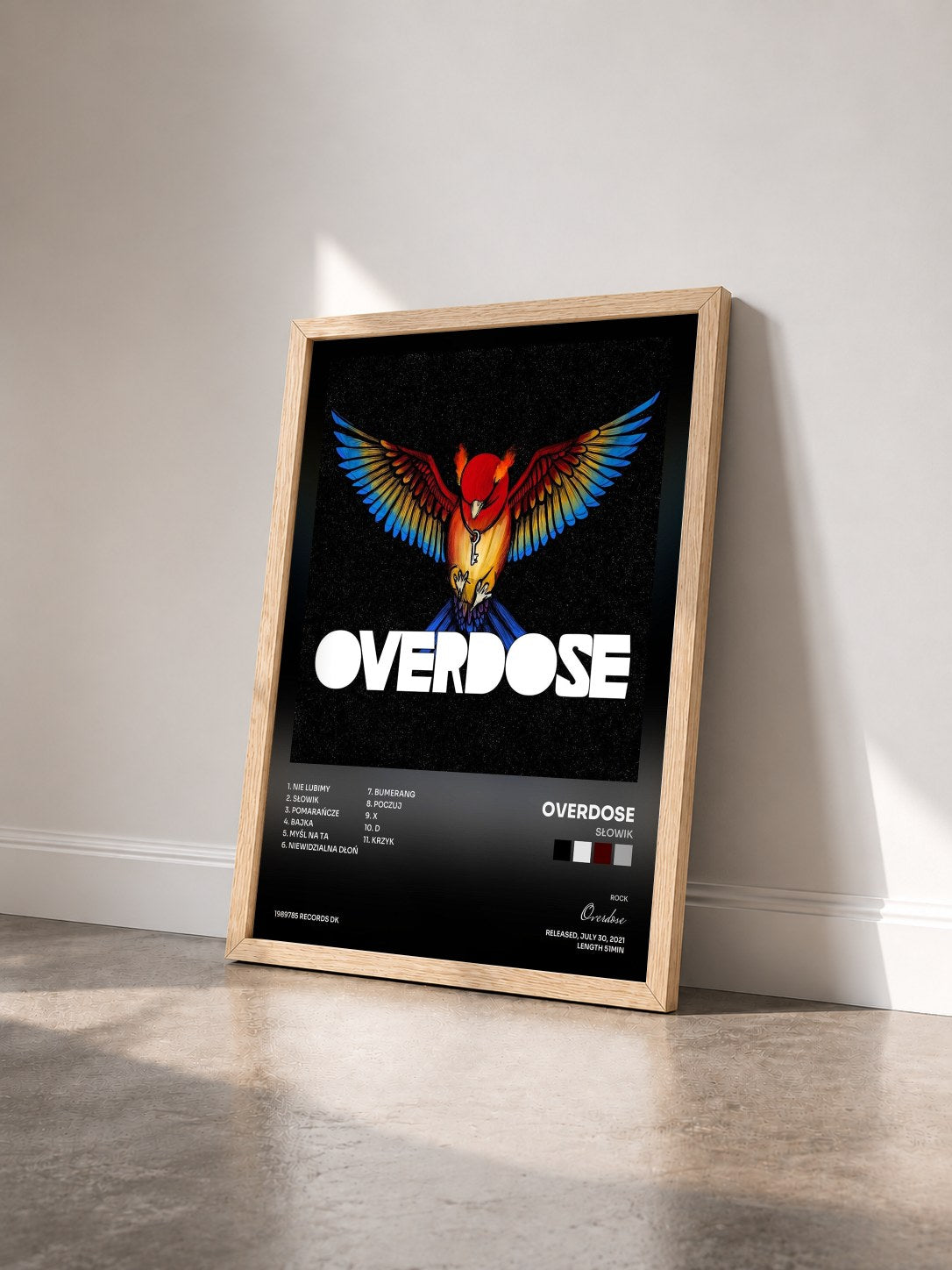 #bois Tableau de l'album Słowik de Overdose vu de trois quarts, cadre en bois brut