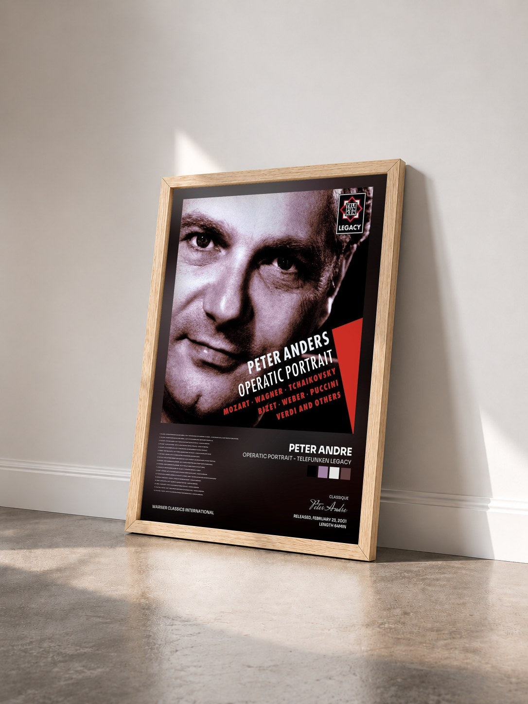 #bois Tableau de l'album Operatic Portrait - Telefunken Legacy de Peter Andre vu de trois quarts, cadre en bois brut
