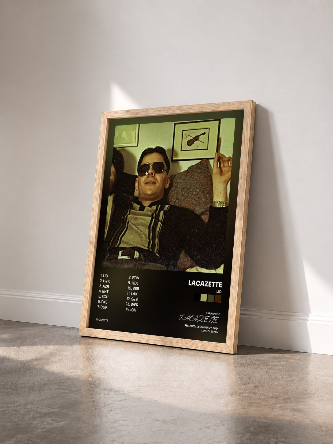 #bois Tableau de l'album LID de LACAZETTE vu de trois quarts, cadre en bois brut