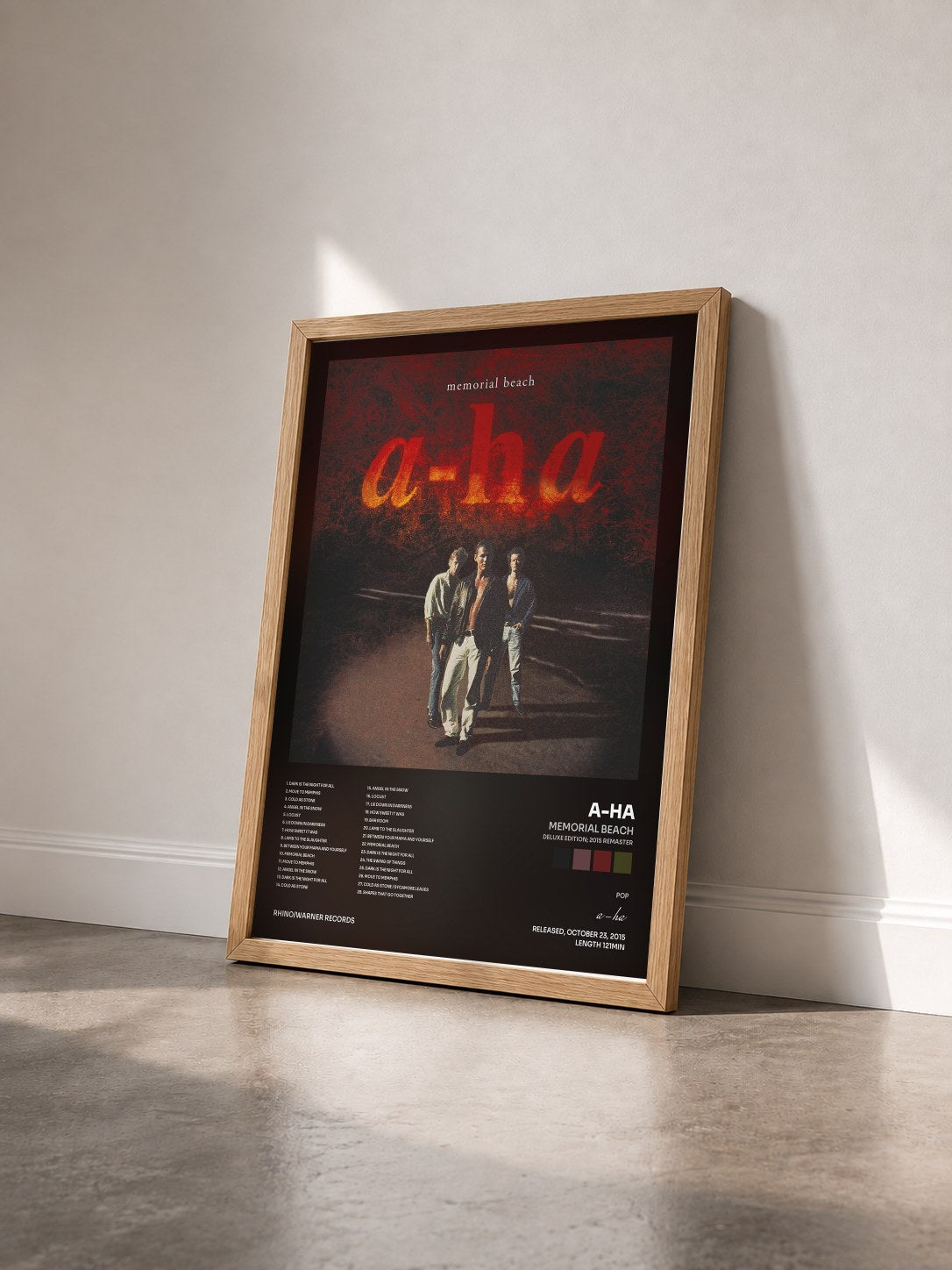 #bois Tableau de l'album Memorial Beach (Deluxe Edition; 2015 Remaster) de a-ha vu de trois quarts, cadre en bois brut