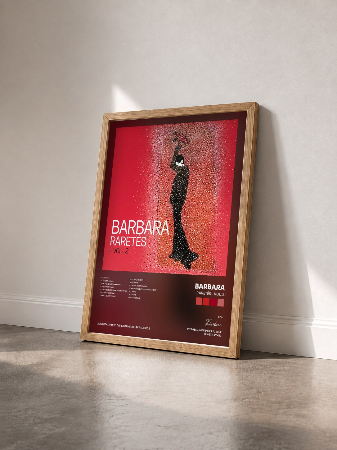 #bois Tableau de l'album Raretés - Vol. 2 de Barbara vu de trois quarts, cadre en bois brut